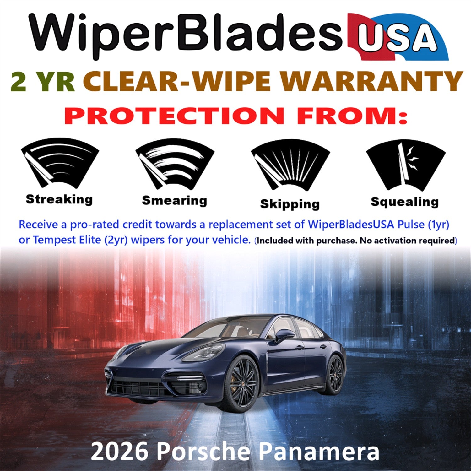 2026 Porsche Panamera Front Wiper blades Set  Includes 2yr Wear Warranty & Free Delivery