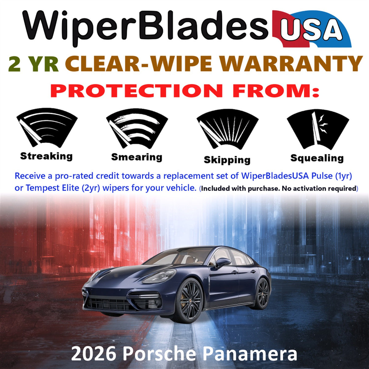 2026 Porsche Panamera Front w/Rear Wiper blades Set  Includes 2yr Wear Warranty & Free Delivery