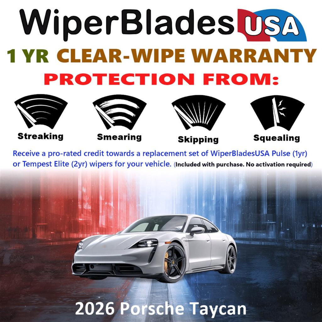 2026 Porsche Taycan Front w/Rear Wiper blades Set Includes 1yr Wear Warranty & Free Delivery