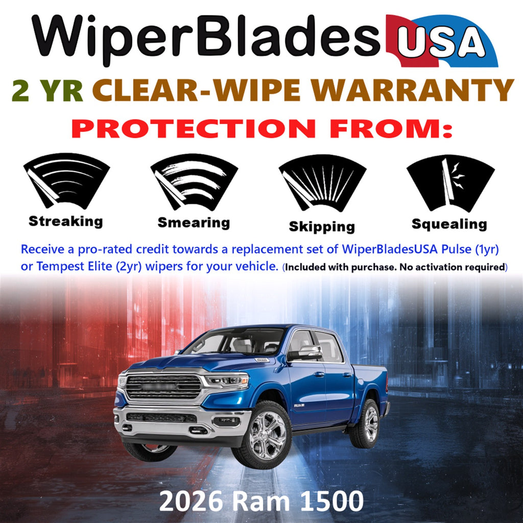 2026 Ram 1500 Front Wiper blades Set  Includes 2yr Wear Warranty & Free Delivery