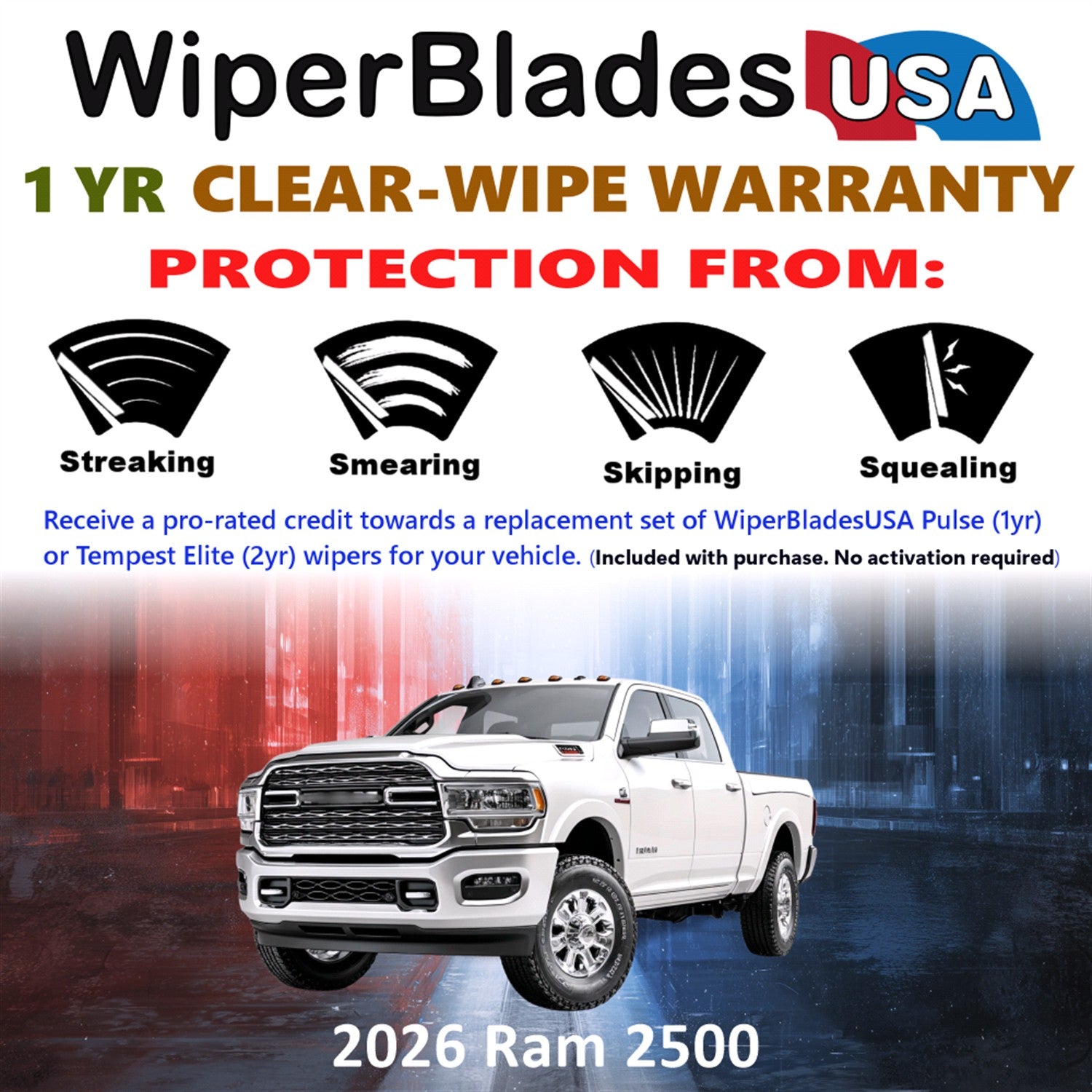 2026 Ram 2500 Front Wiper blades Set Includes 1yr Wear Warranty & Free Delivery