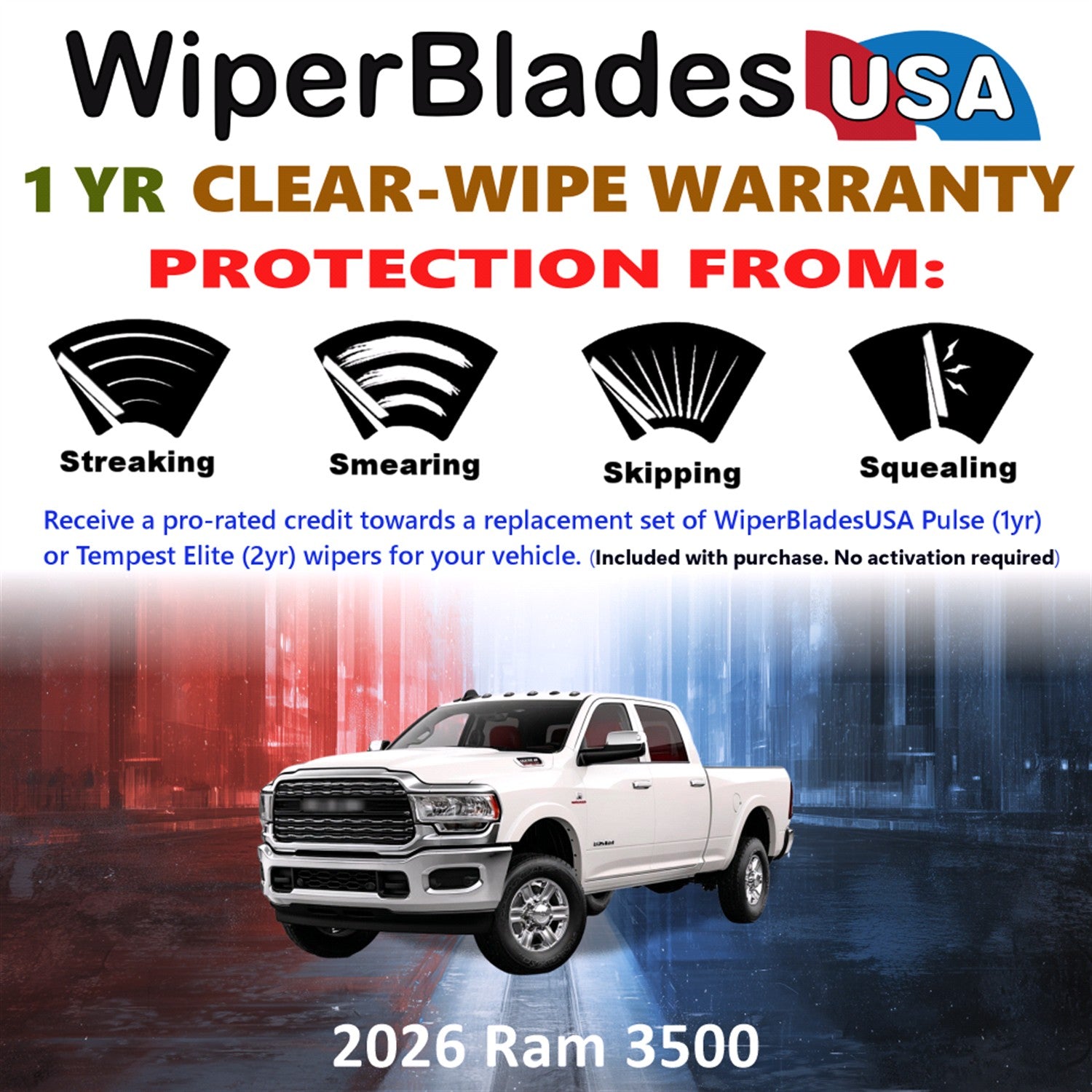 2026 Ram 3500 Front Wiper blades Set Includes 1yr Wear Warranty & Free Delivery