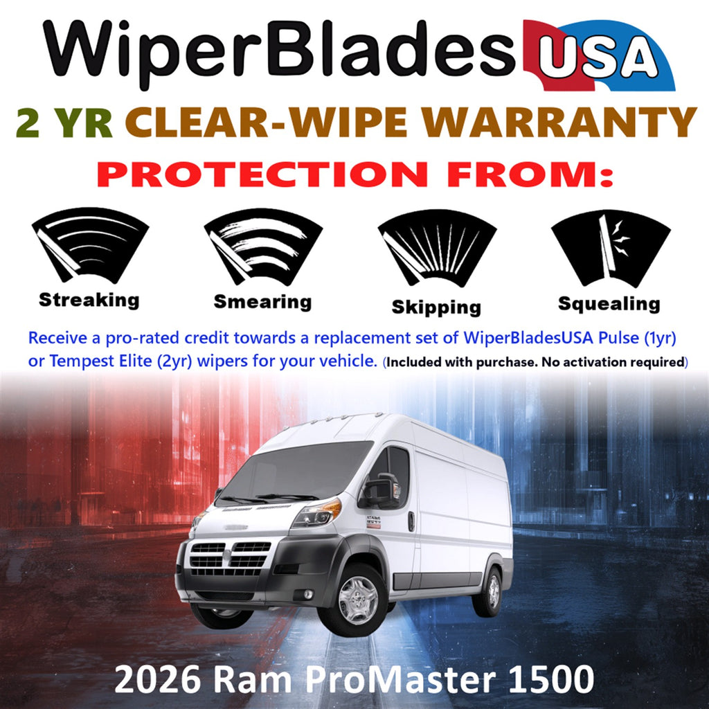 2026 Ram ProMaster 1500 Front Wiper blades Set  Includes 2yr Wear Warranty & Free Delivery