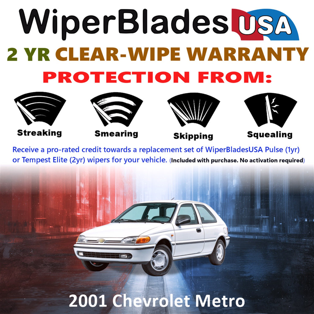 2001 Chevrolet Metro Front Wiper blades Set  Includes 2yr Wear Warranty & Free Delivery
