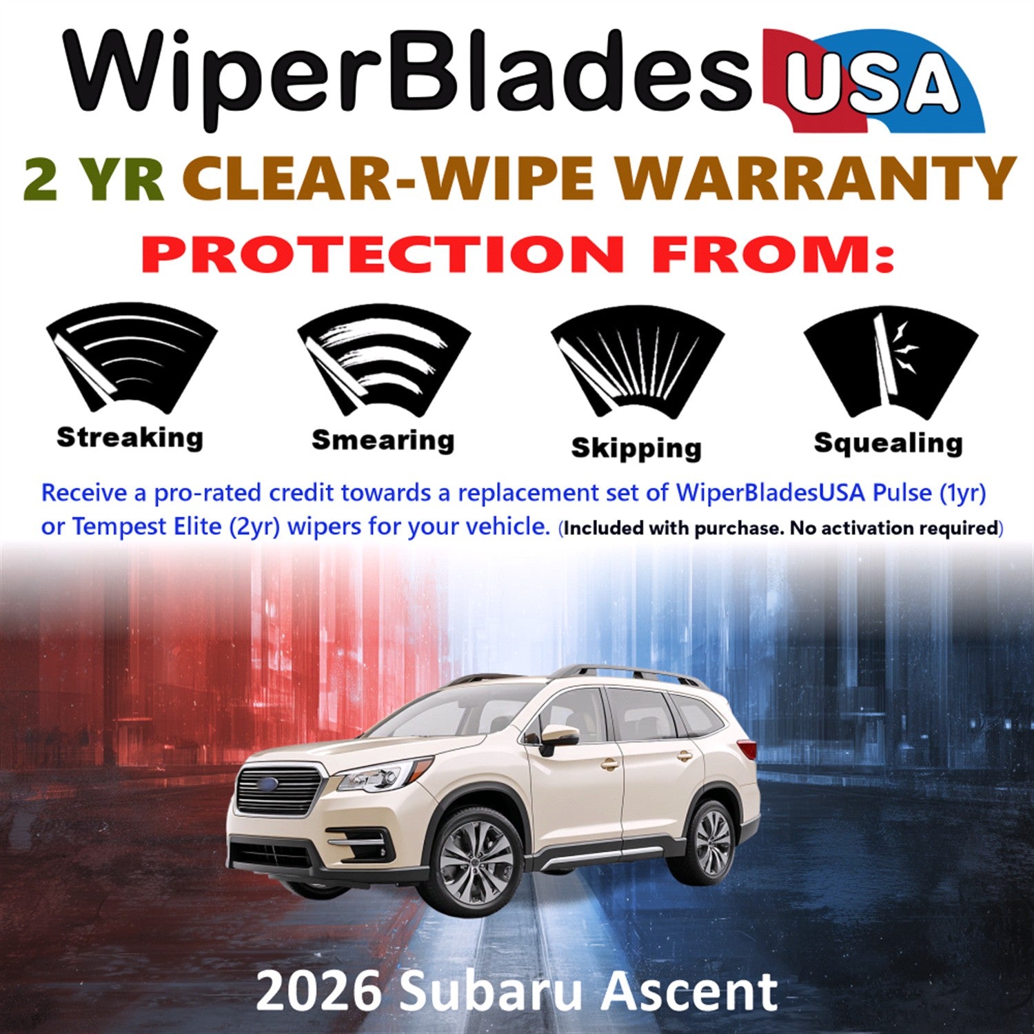 2026 Subaru Ascent Front Wiper blades Set  Includes 2yr Wear Warranty & Free Delivery