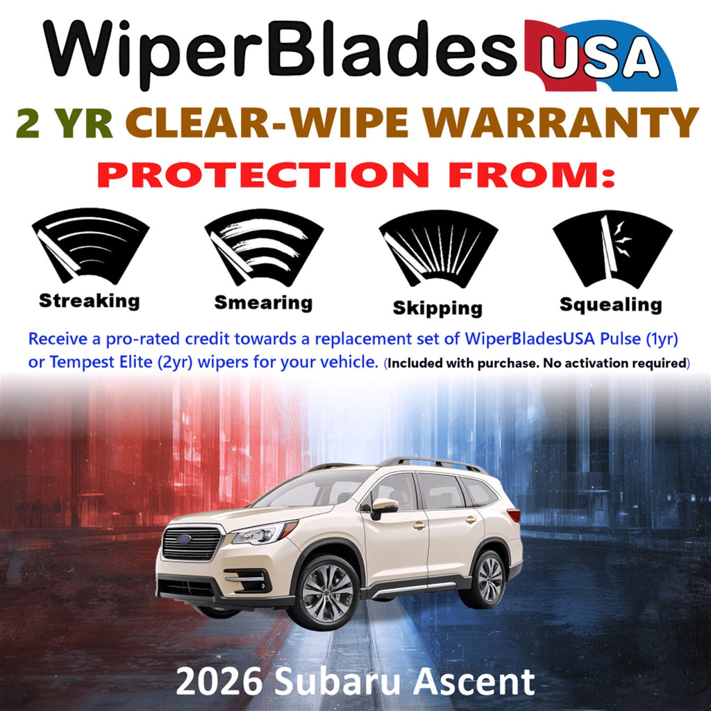2026 Subaru Ascent Front w/Rear Wiper blades Set  Includes 2yr Wear Warranty & Free Delivery