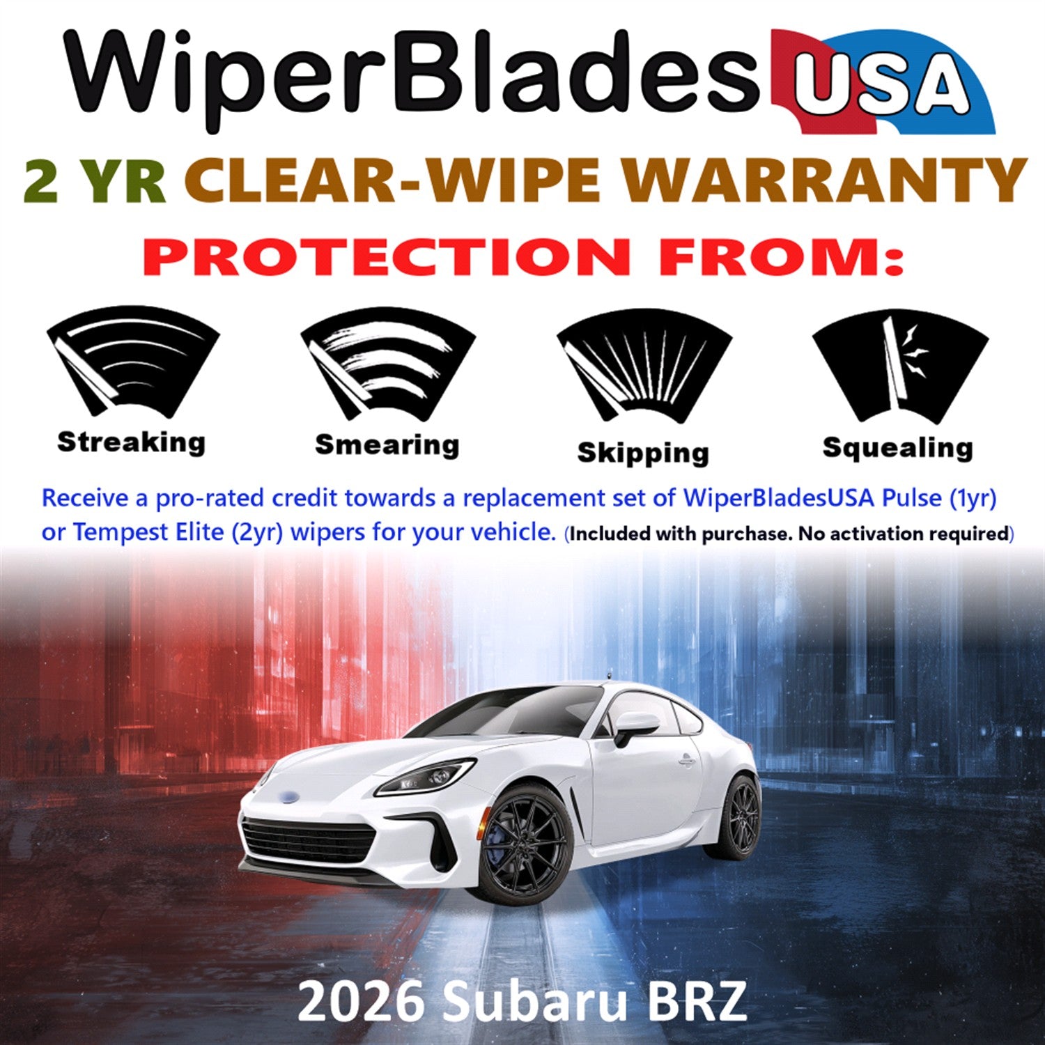2026 Subaru BRZ Front Wiper blades Set  Includes 2yr Wear Warranty & Free Delivery