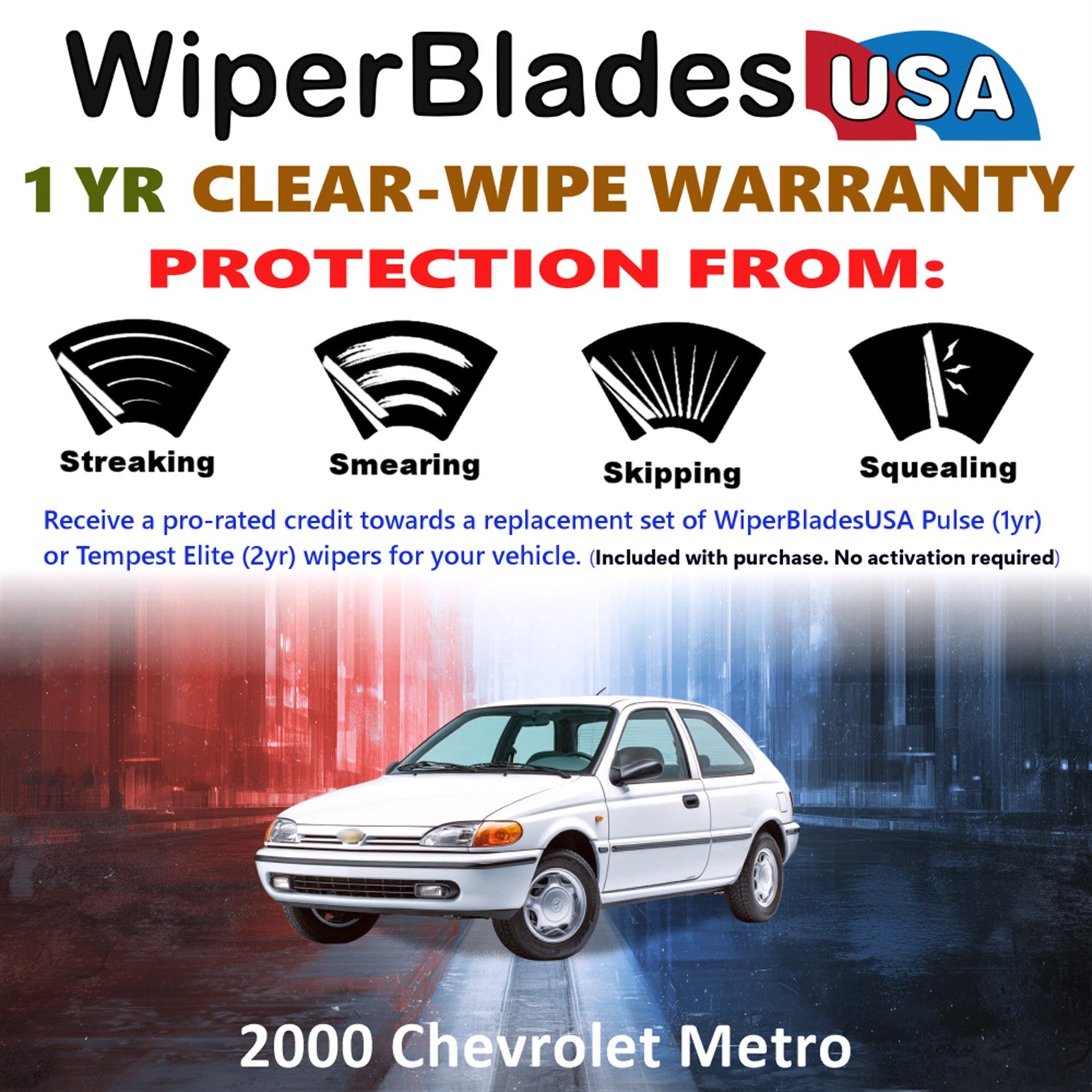 2000 Chevrolet Metro Front Wiper blades Set Includes 1yr Wear Warranty & Free Delivery