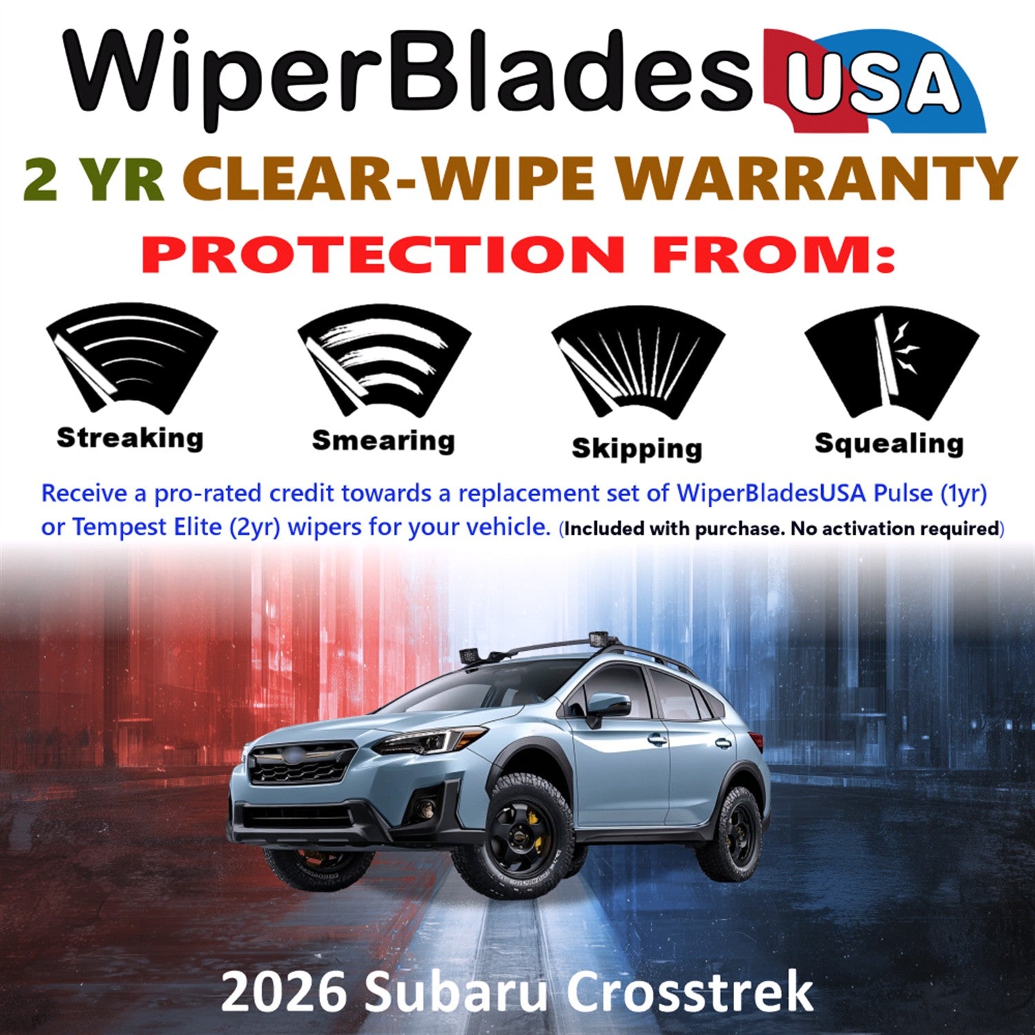 2026 Subaru Crosstrek Front Wiper blades Set  Includes 2yr Wear Warranty & Free Delivery