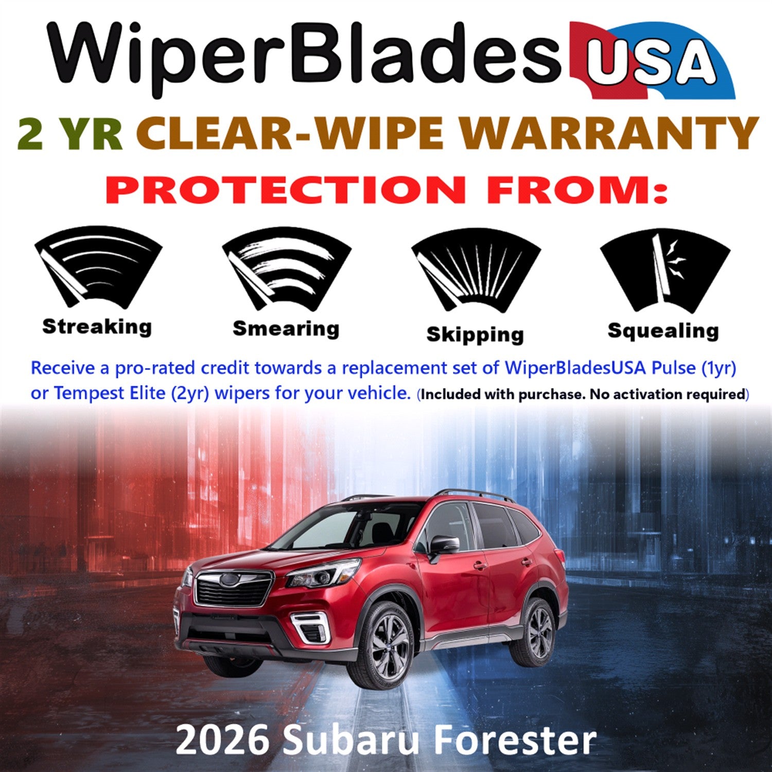 2026 Subaru Forester Front Wiper blades Set  Includes 2yr Wear Warranty & Free Delivery