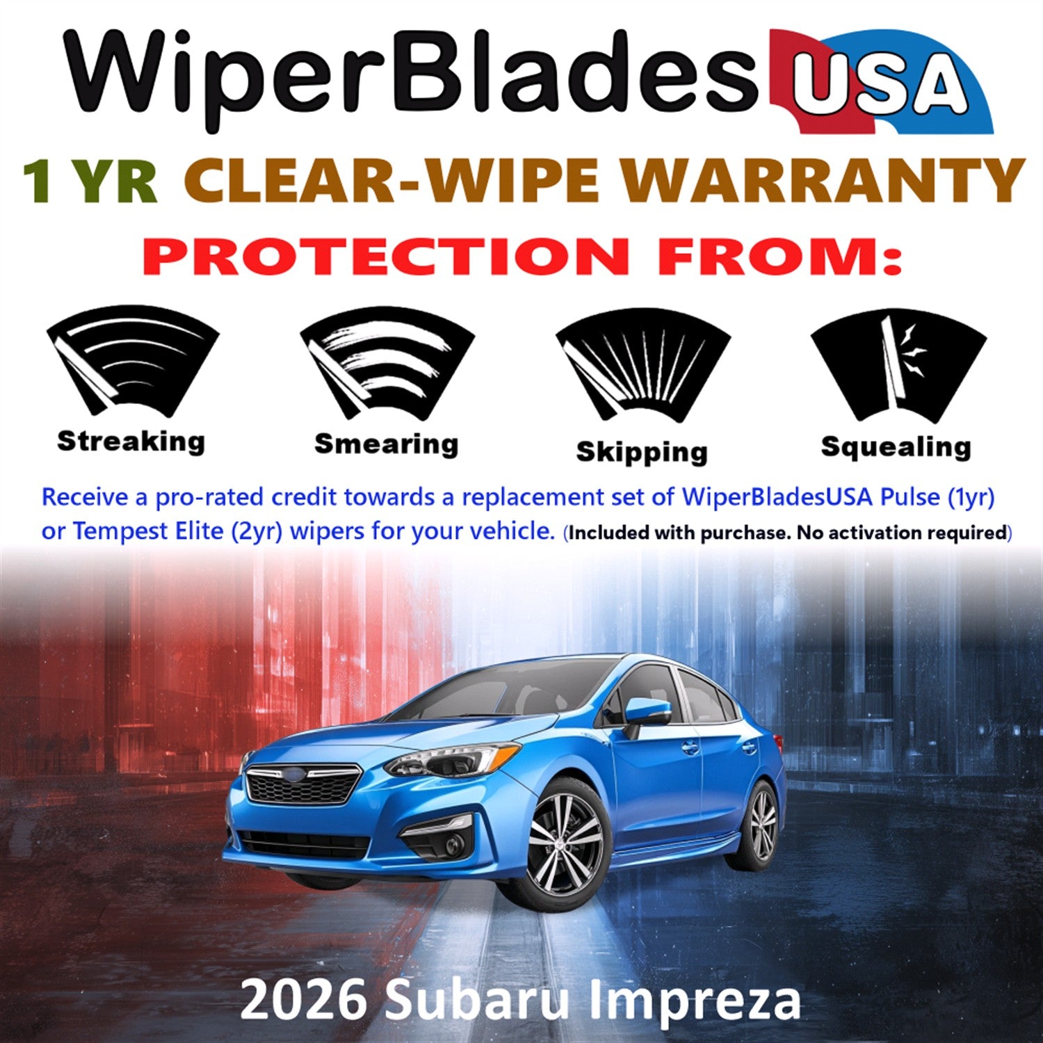 2026 Subaru Impreza Front Wiper blades Set Includes 1yr Wear Warranty & Free Delivery