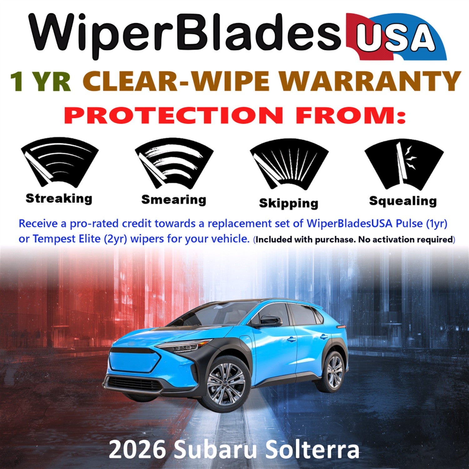 2026 Subaru Solterra Front Wiper blades Set Includes 1yr Wear Warranty & Free Delivery
