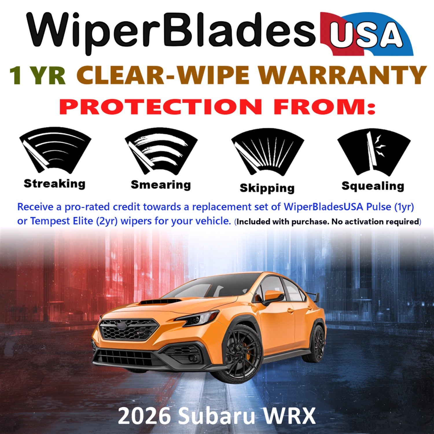 2026 Subaru WRX Front Wiper blades Set Includes 1yr Wear Warranty & Free Delivery