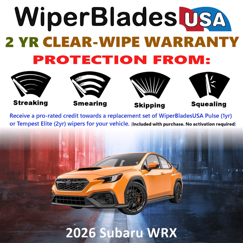 2026 Subaru WRX Front Wiper blades Set  Includes 2yr Wear Warranty & Free Delivery