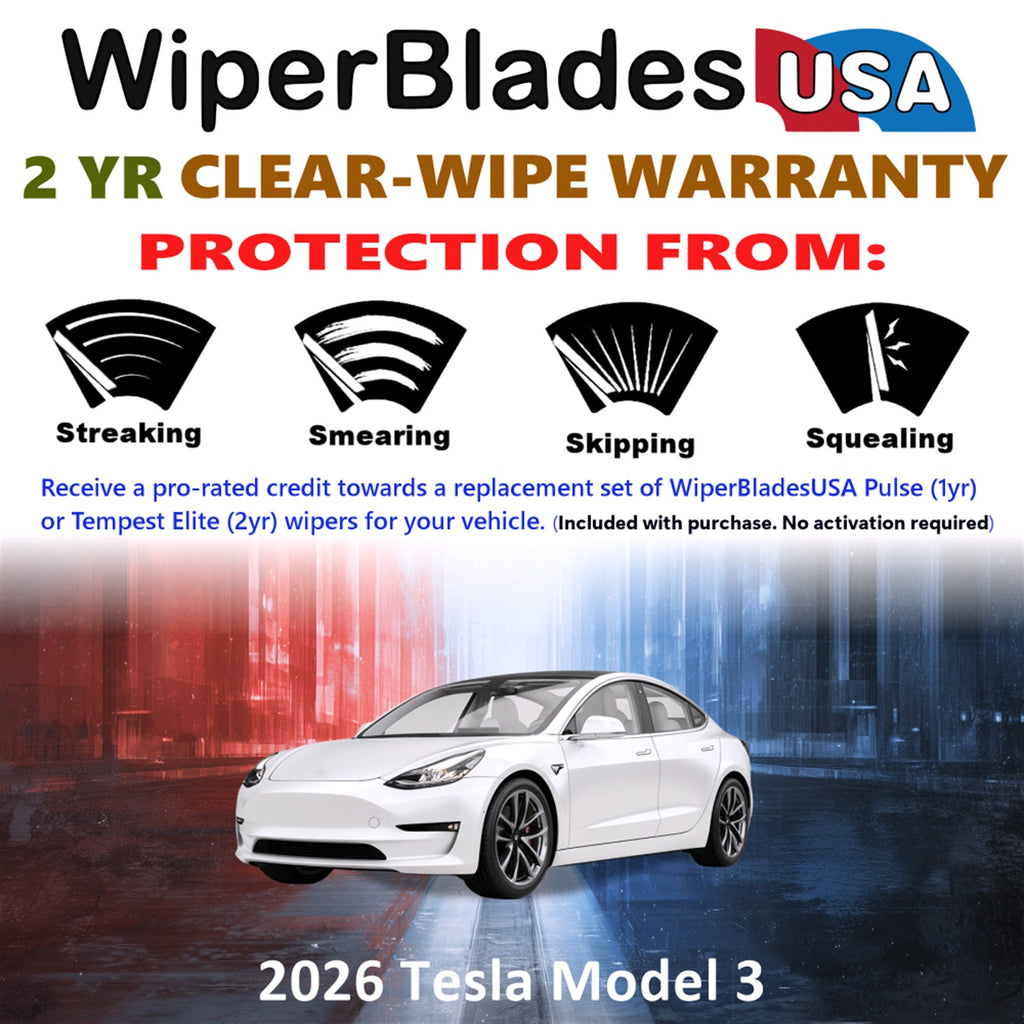 2026 Tesla Model 3 Front Wiper blades Set  Includes 2yr Wear Warranty & Free Delivery