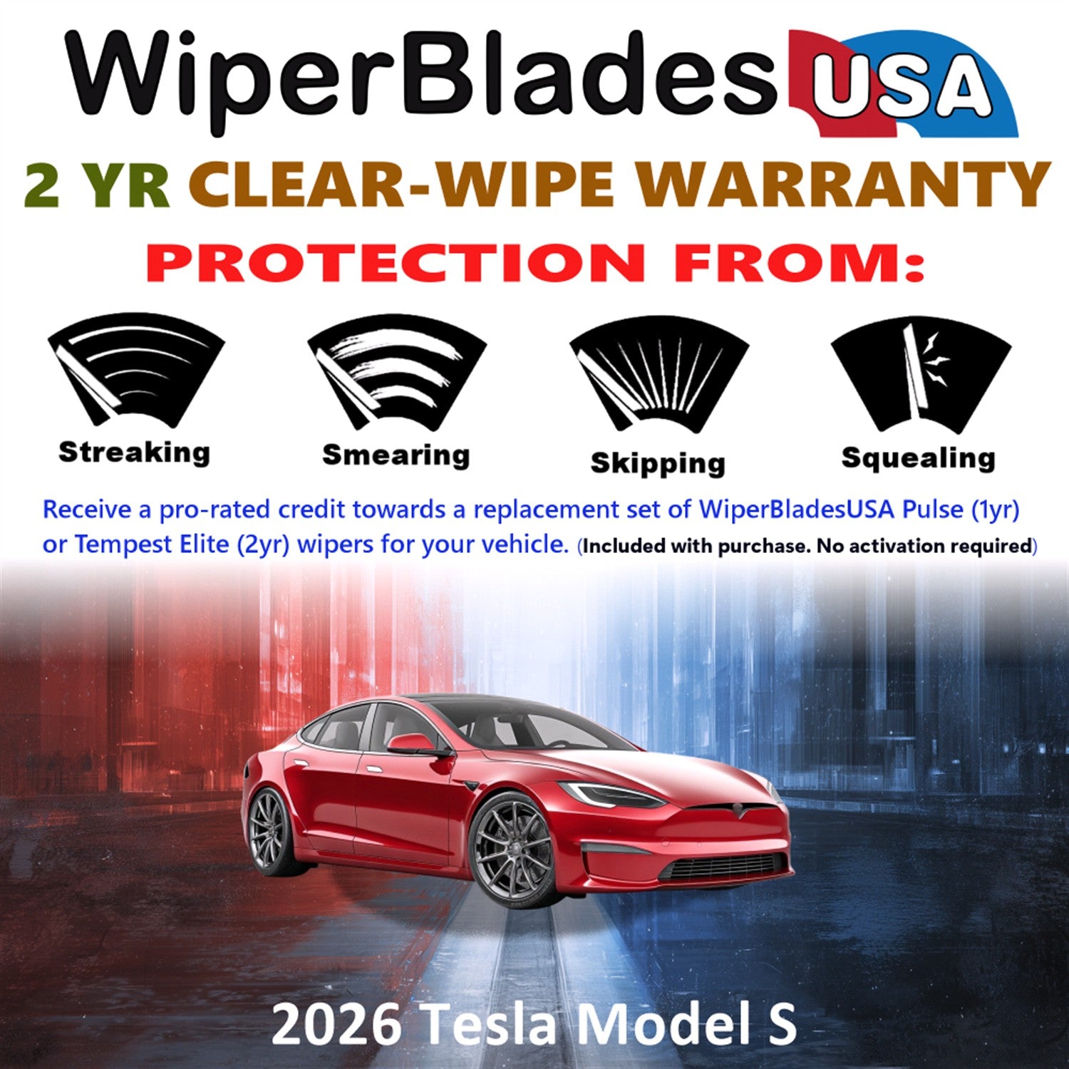 2026 Tesla Model S Front Wiper blades Set  Includes 2yr Wear Warranty & Free Delivery
