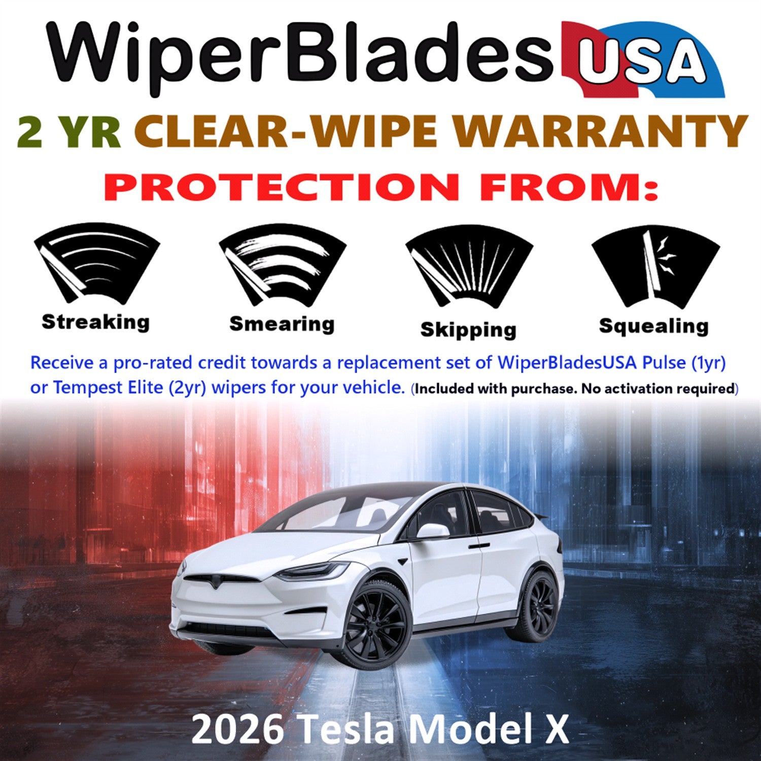 2026 Tesla Model X Front Wiper blades Set  Includes 2yr Wear Warranty & Free Delivery