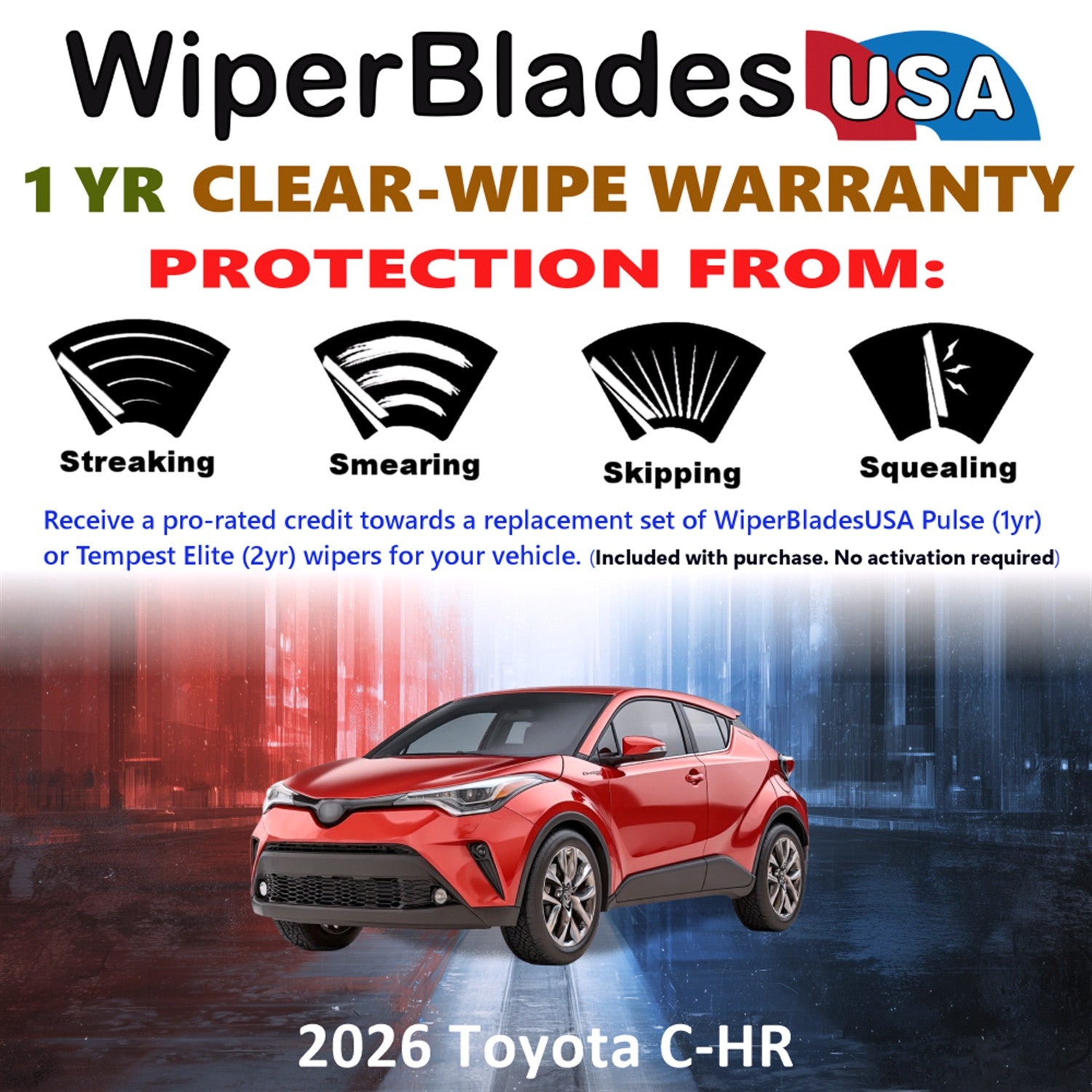 2026 Toyota C-HR Front Wiper blades Set Includes 1yr Wear Warranty & Free Delivery