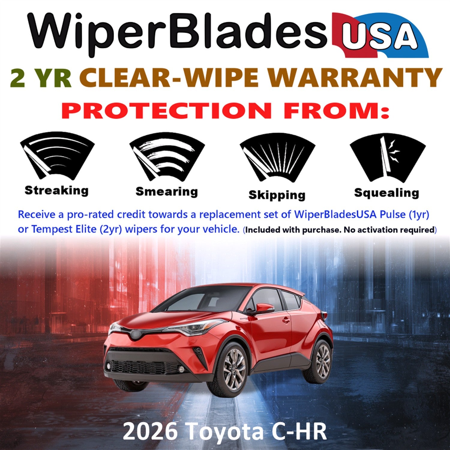 2026 Toyota C-HR Front Wiper blades Set  Includes 2yr Wear Warranty & Free Delivery