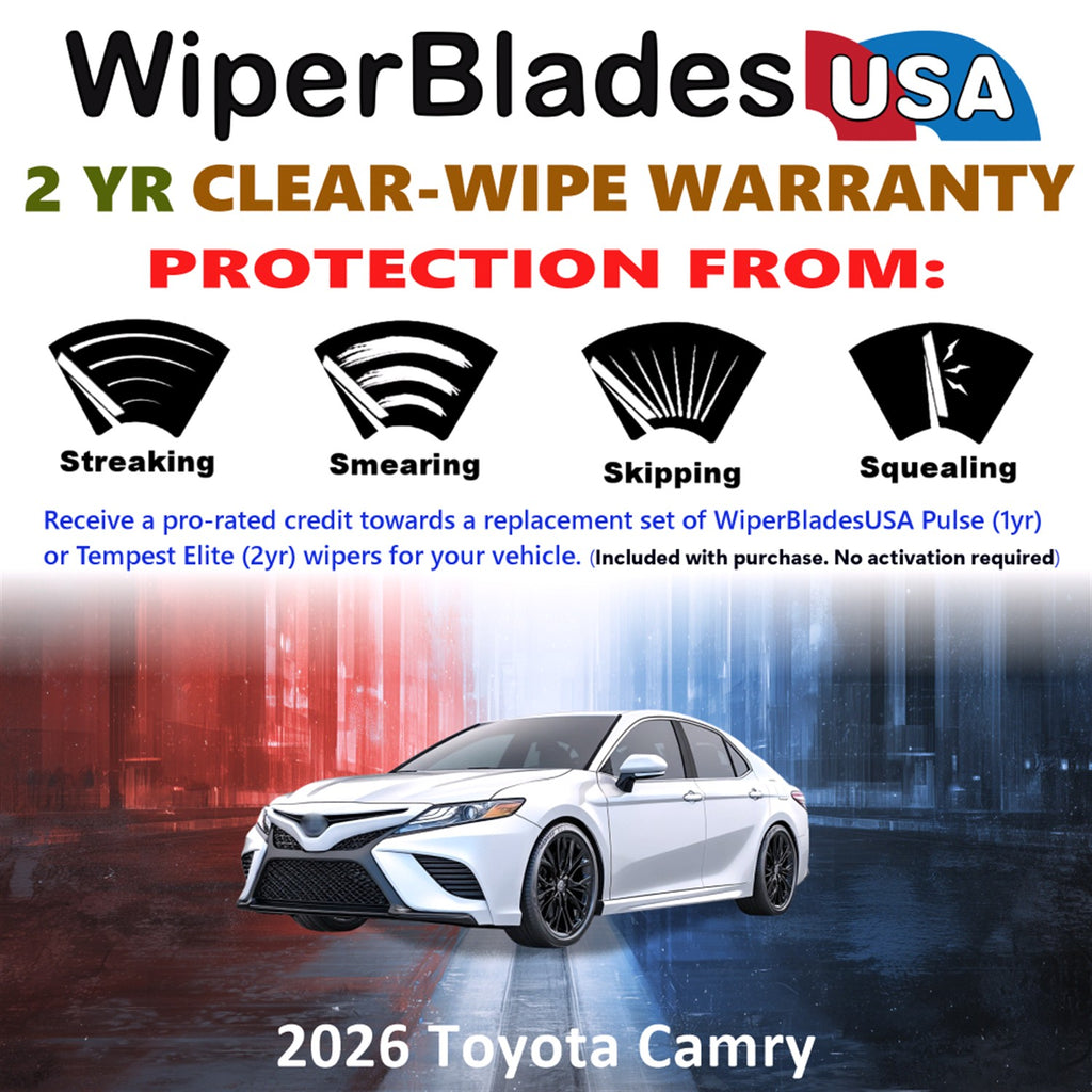 2026 Toyota Camry Front Wiper blades Set  Includes 2yr Wear Warranty & Free Delivery