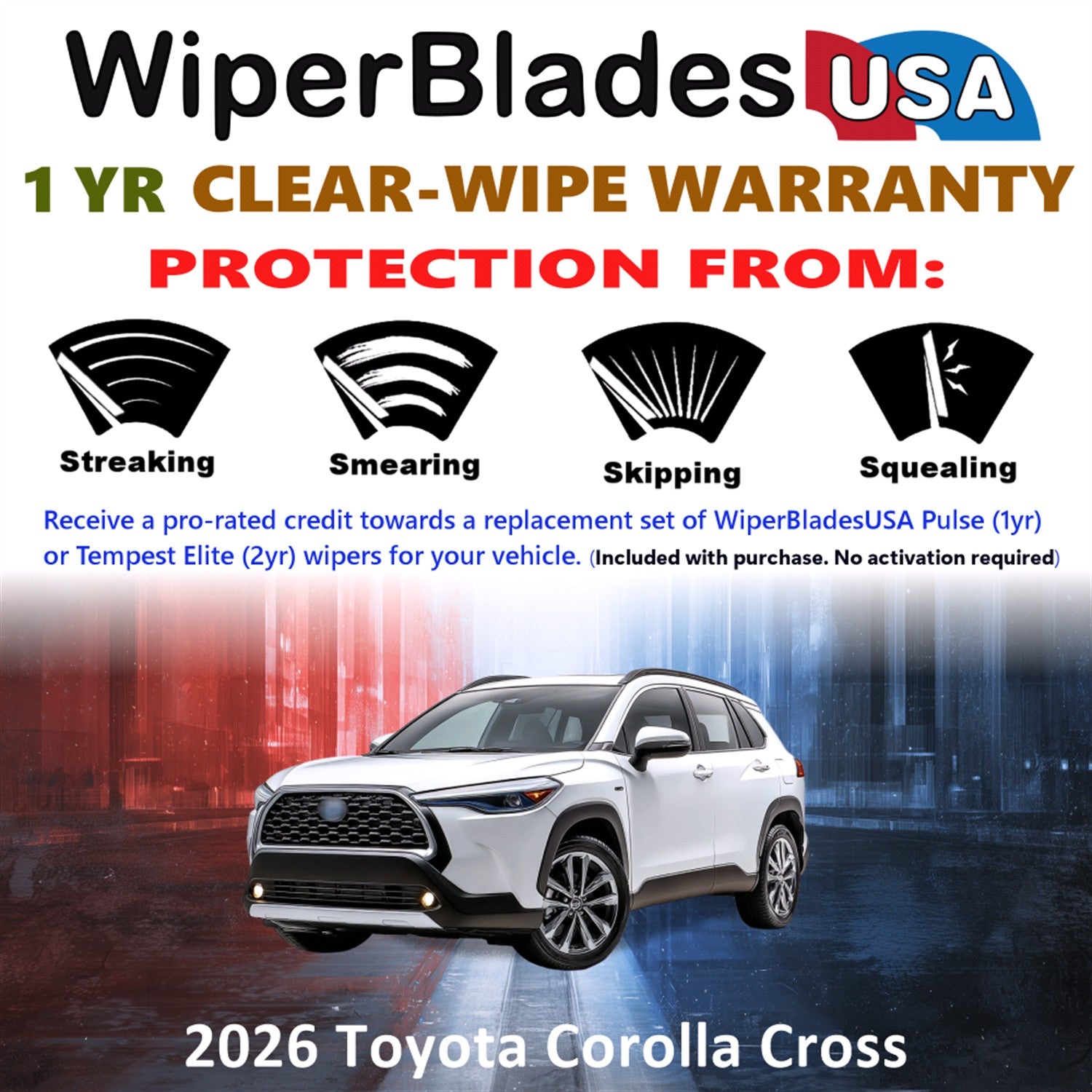 2026 Toyota Corolla Cross Front w/Rear Wiper blades Set Includes 1yr Wear Warranty & Free Delivery
