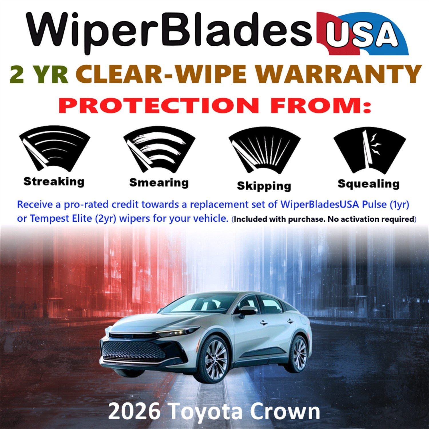 2026 Toyota Crown Front Wiper blades Set  Includes 2yr Wear Warranty & Free Delivery