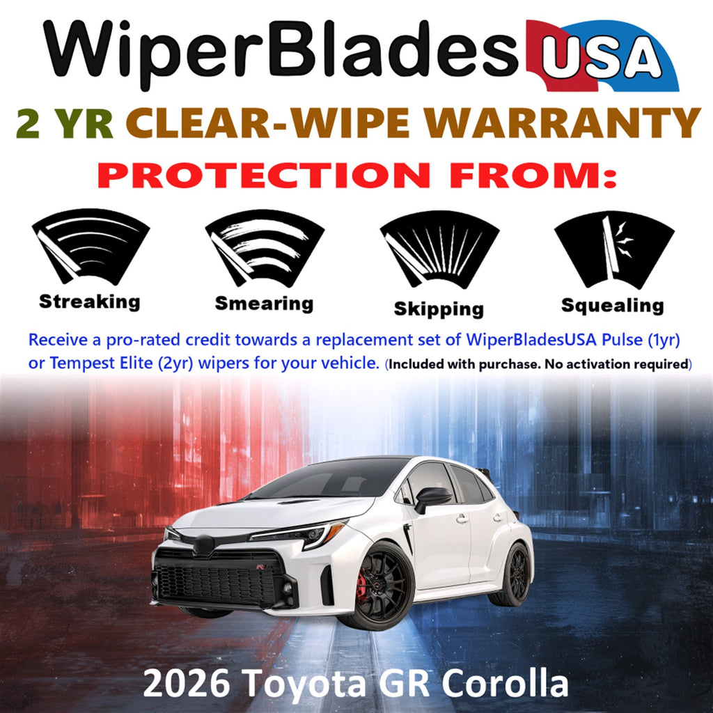 2026 Toyota GR Corolla Front w/Rear Wiper blades Set  Includes 2yr Wear Warranty & Free Delivery