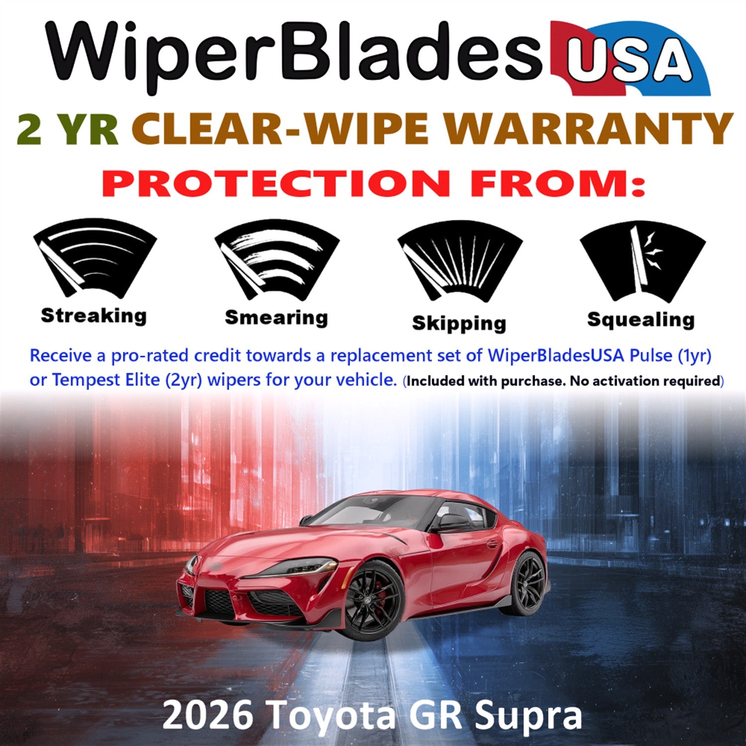 2026 Toyota GR Supra Front Wiper blades Set  Includes 2yr Wear Warranty & Free Delivery