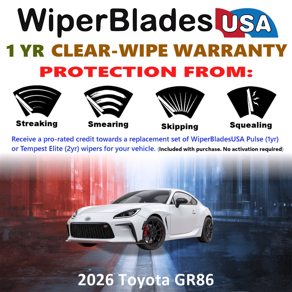 2026 Toyota GR86 Front Wiper blades Set Includes 1yr Wear Warranty & Free Delivery