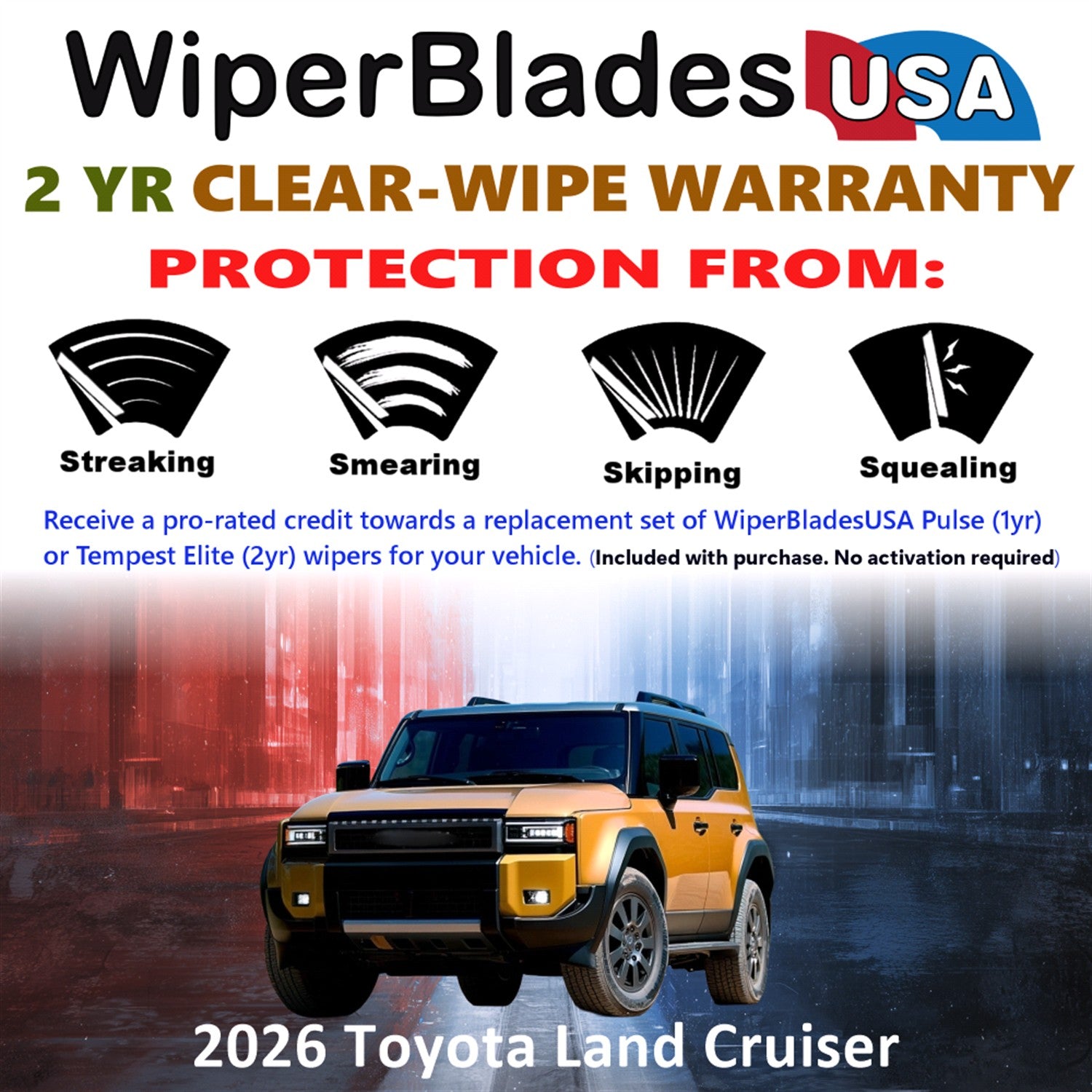 2026 Toyota Land Cruiser Front Wiper blades Set  Includes 2yr Wear Warranty & Free Delivery