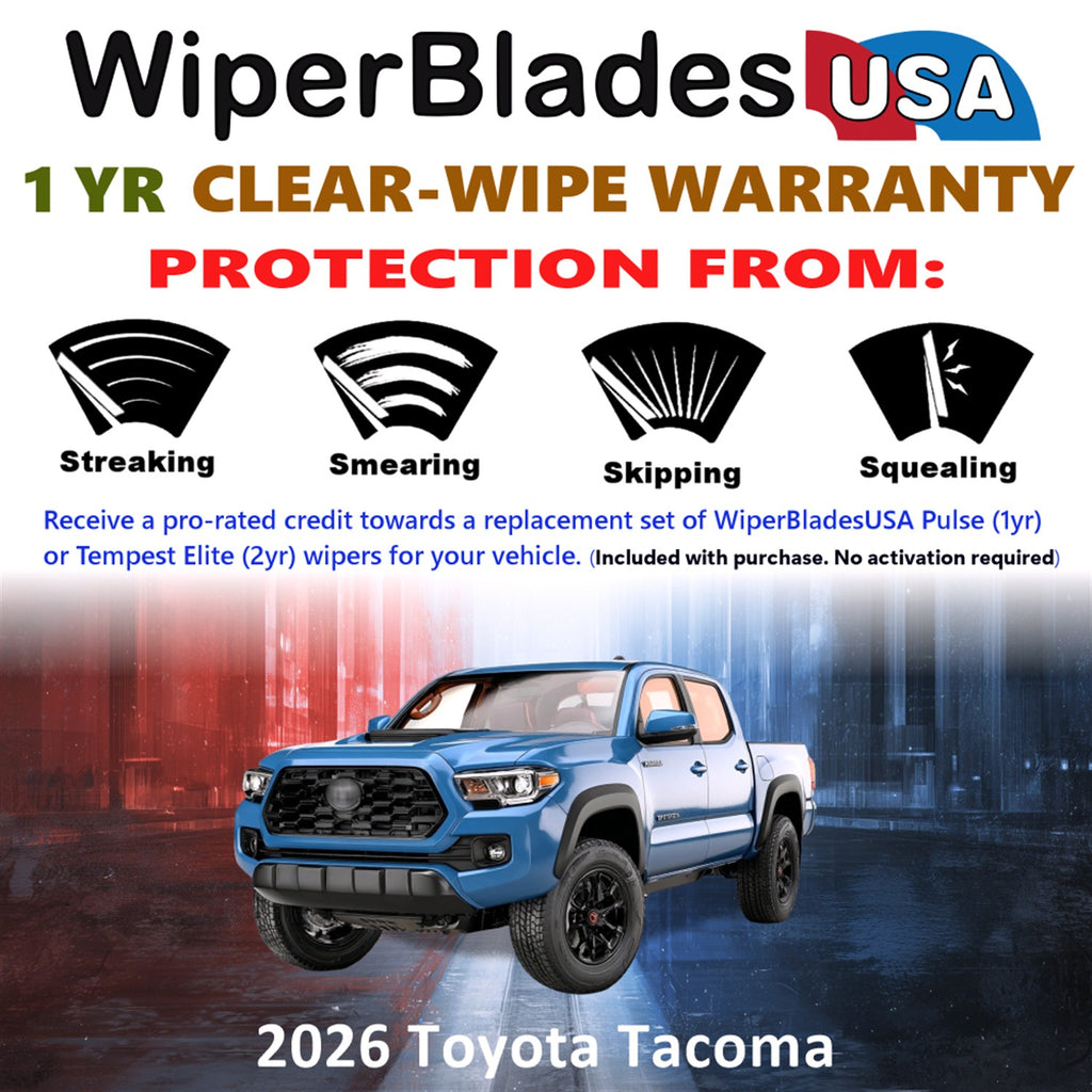 2026 Toyota Tacoma Front Wiper blades Set Includes 1yr Wear Warranty & Free Delivery