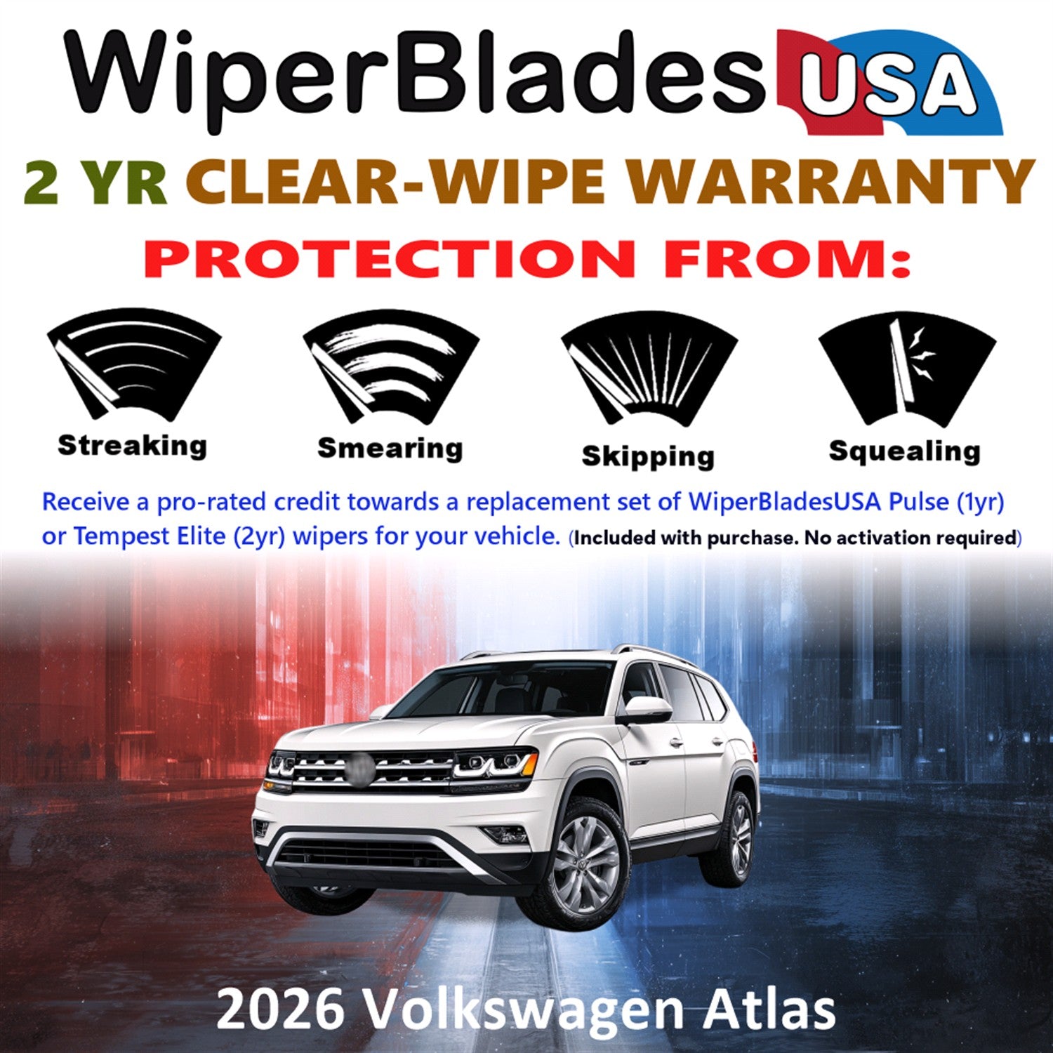 2026 Volkswagen Atlas Front Wiper blades Set  Includes 2yr Wear Warranty & Free Delivery