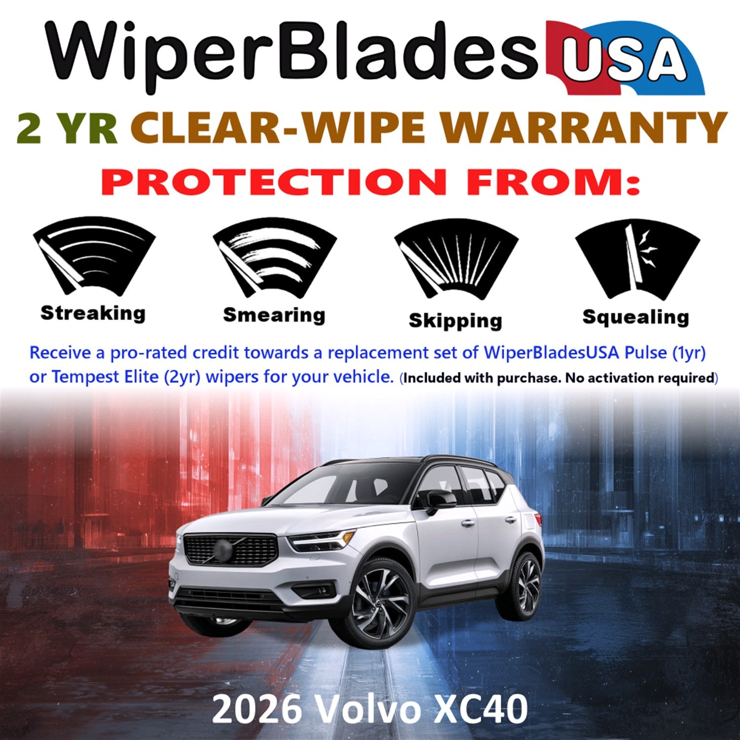 2026 Volvo XC40 Front Wiper blades Set  Includes 2yr Wear Warranty & Free Delivery