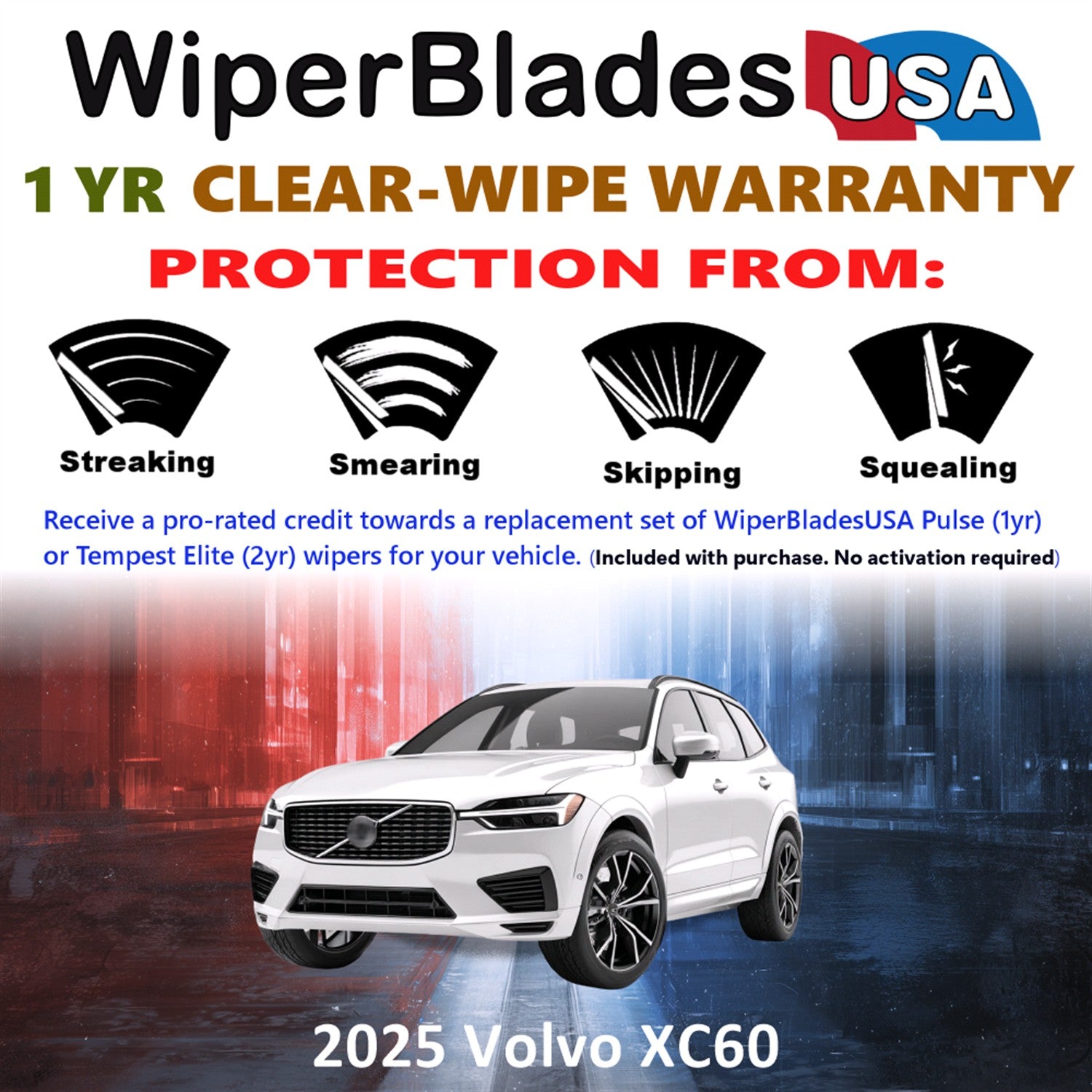 2025 Volvo XC60 Front Wiper blades Set Includes 1yr Wear Warranty & Free Delivery