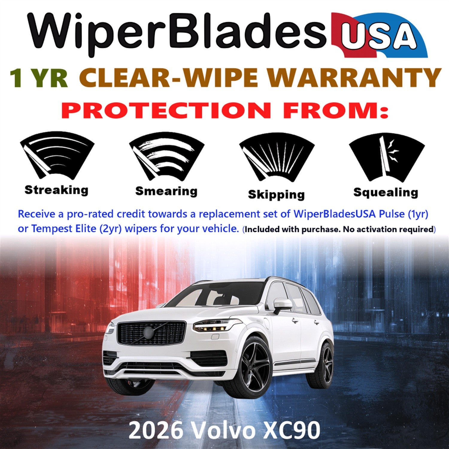 2026 Volvo XC90 Front Wiper blades Set Includes 1yr Wear Warranty & Free Delivery