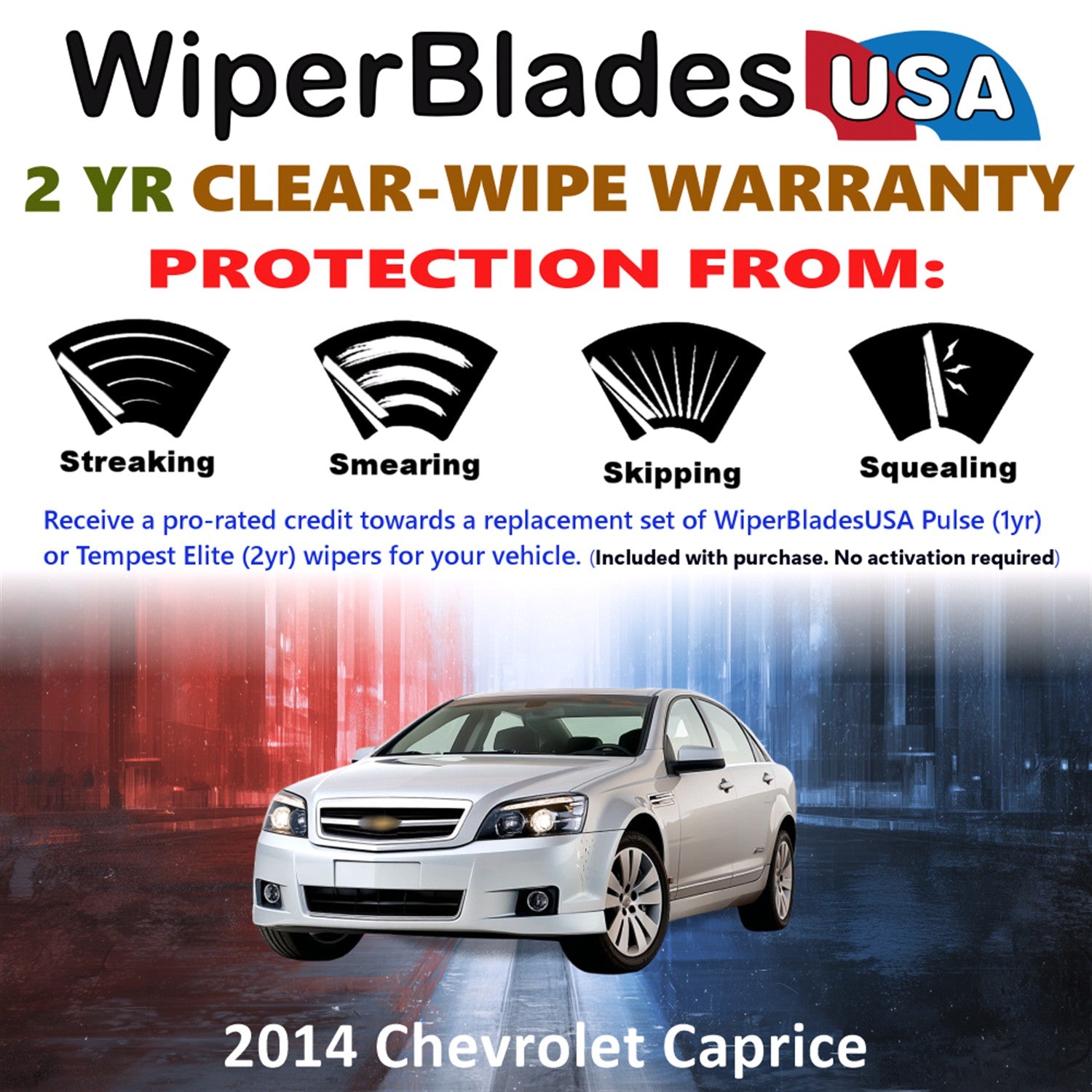 2014 Chevrolet Caprice Front Wiper blades Set  Includes 2yr Wear Warranty & Free Delivery