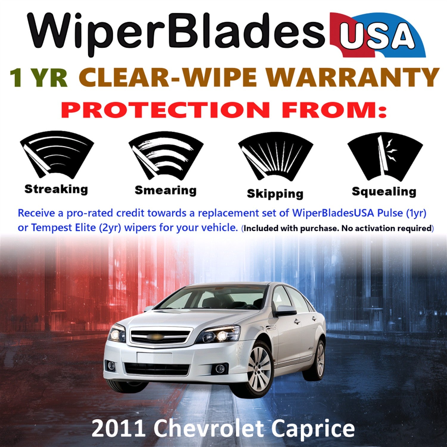 2011 Chevrolet Caprice Front Wiper blades Set Includes 1yr Wear Warranty & Free Delivery