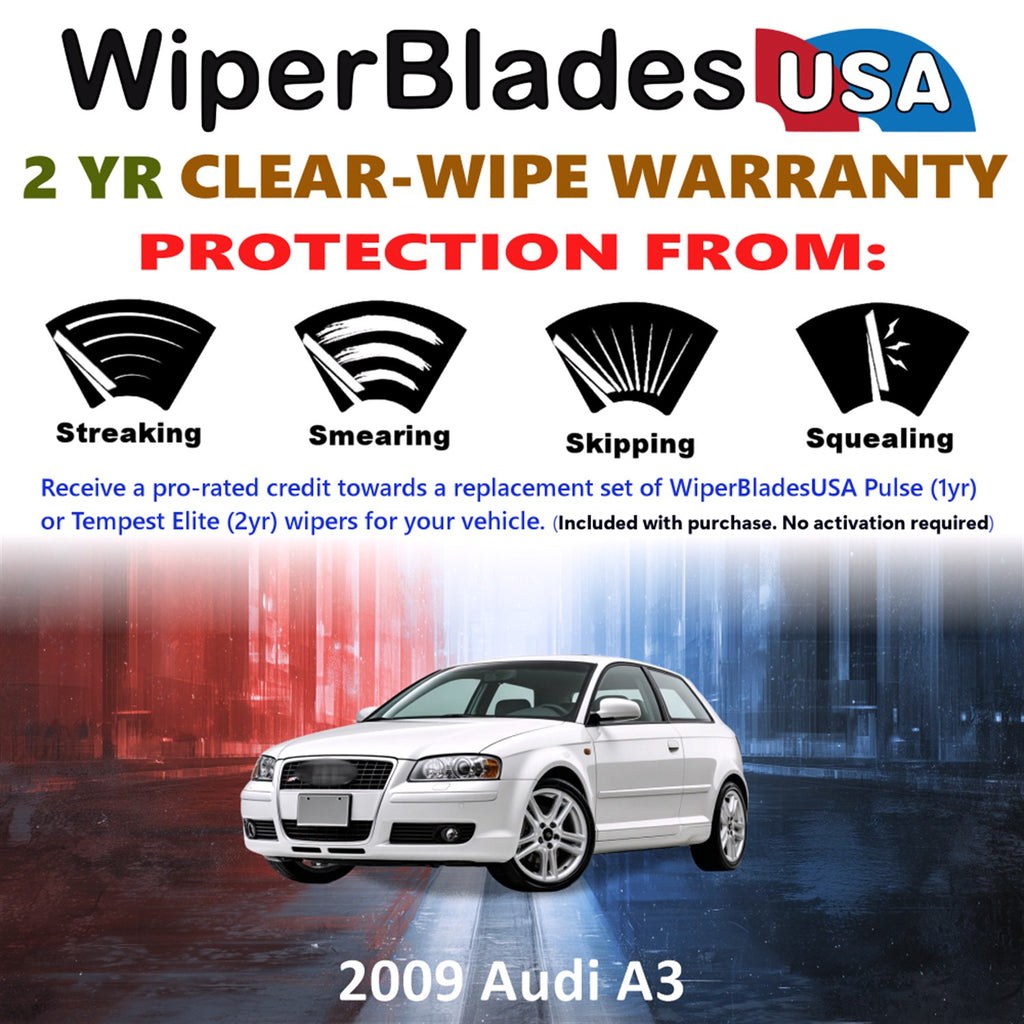 2009 Audi A3 Front Wiper blades Set  Includes 2yr Wear Warranty & Free Delivery