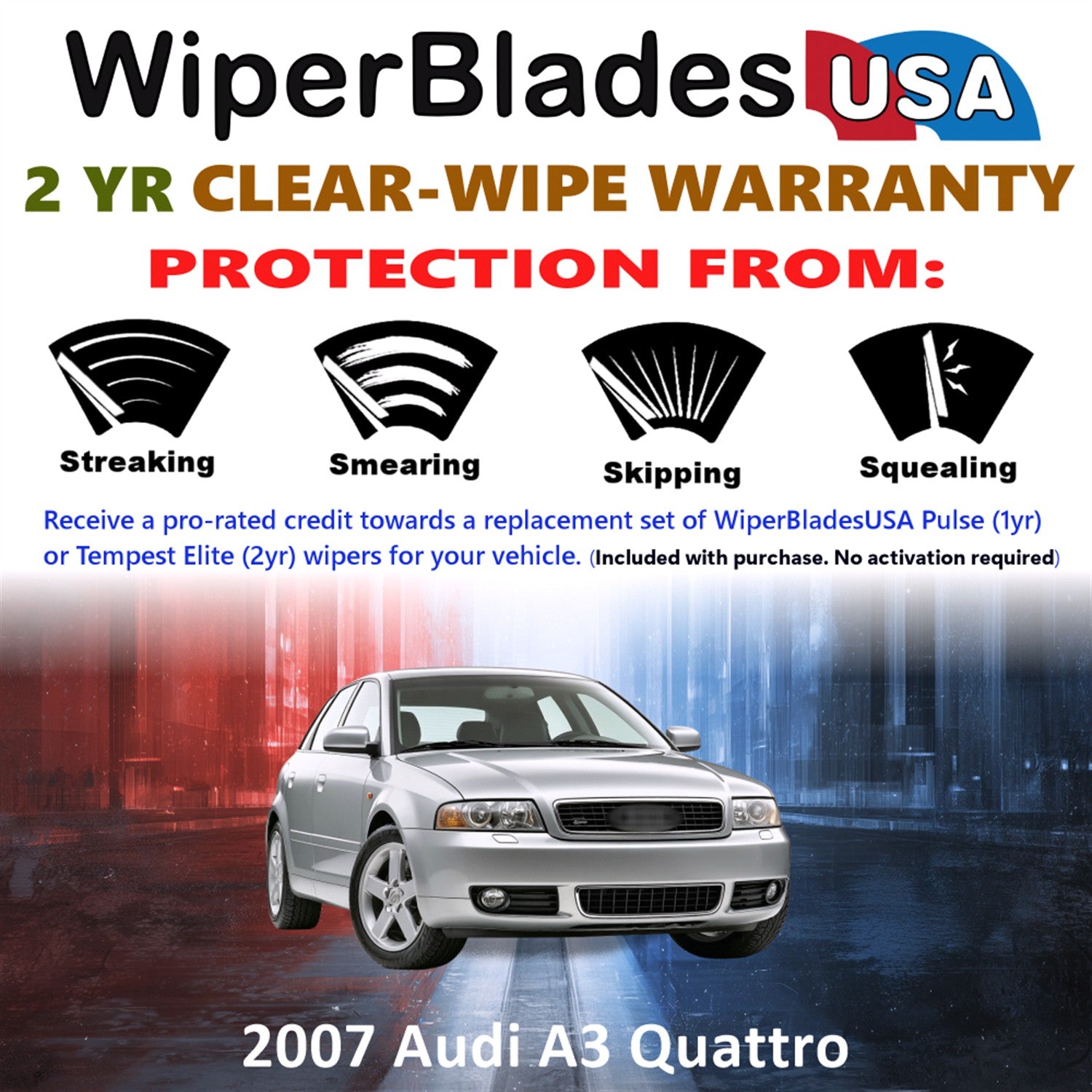 2007 Audi A3 Quattro Front Wiper blades Set  Includes 2yr Wear Warranty & Free Delivery