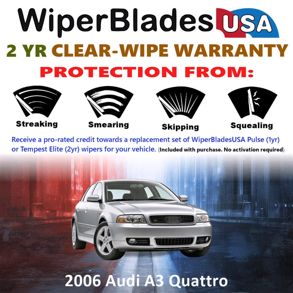 2006 Audi A3 Quattro Front w/Rear Wiper blades Set  Includes 2yr Wear Warranty & Free Delivery