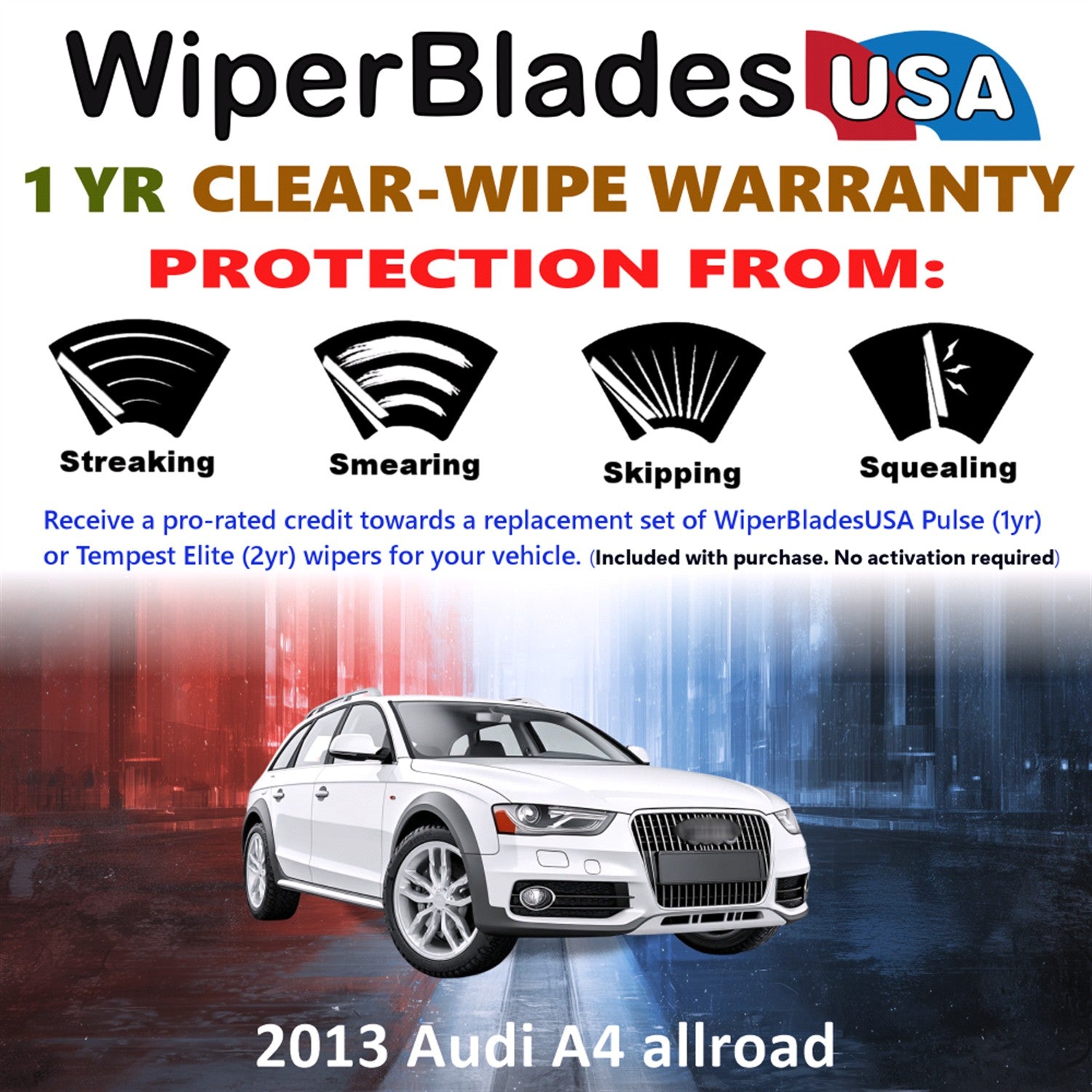 2013 Audi A4 allroad Front Wiper blades Set Includes 1yr Wear Warranty & Free Delivery