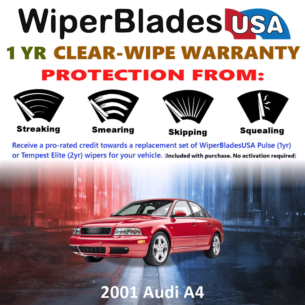 2001 Audi A4 Front w/Rear Wiper blades Set Includes 1yr Wear Warranty & Free Delivery