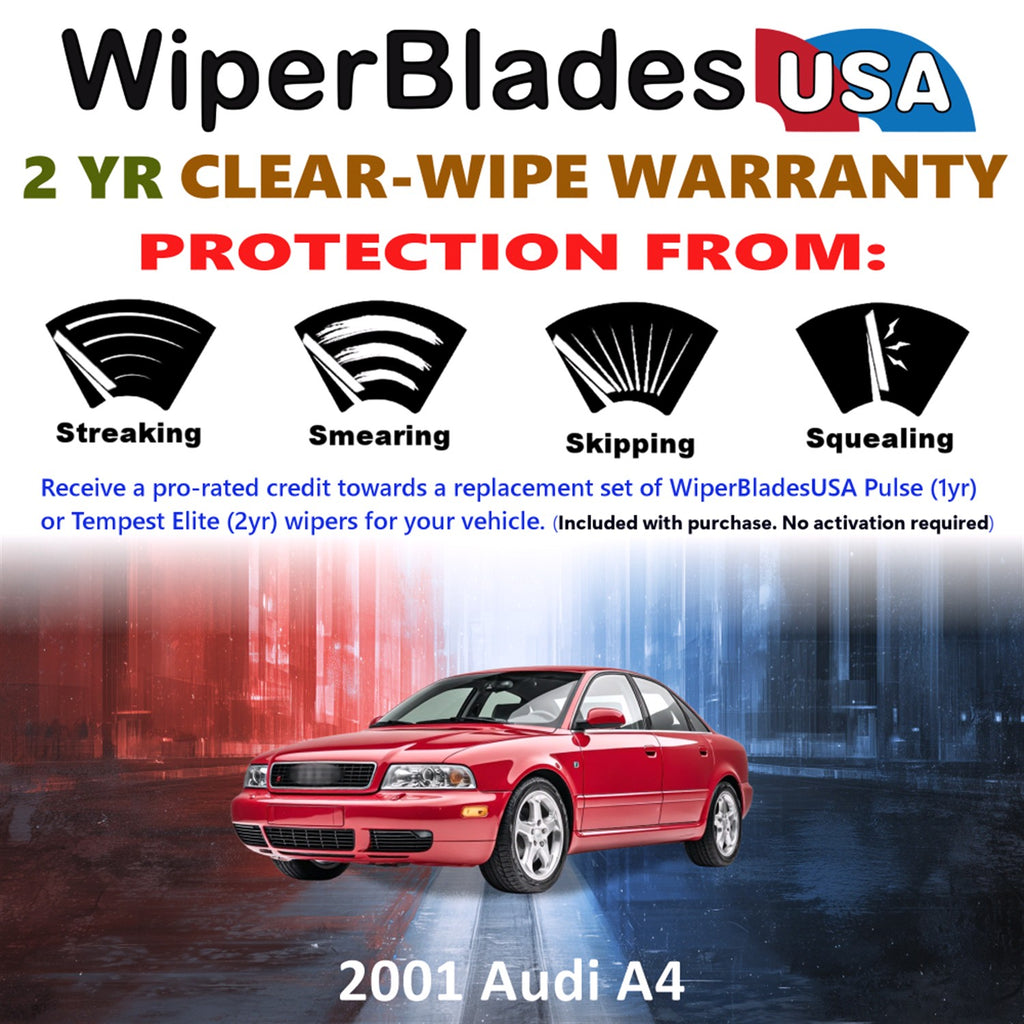 2001 Audi A4 Front w/Rear Wiper blades Set  Includes 2yr Wear Warranty & Free Delivery