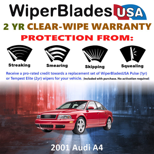 2001 Audi A4 Front w/Rear Wiper blades Set  Includes 2yr Wear Warranty & Free Delivery
