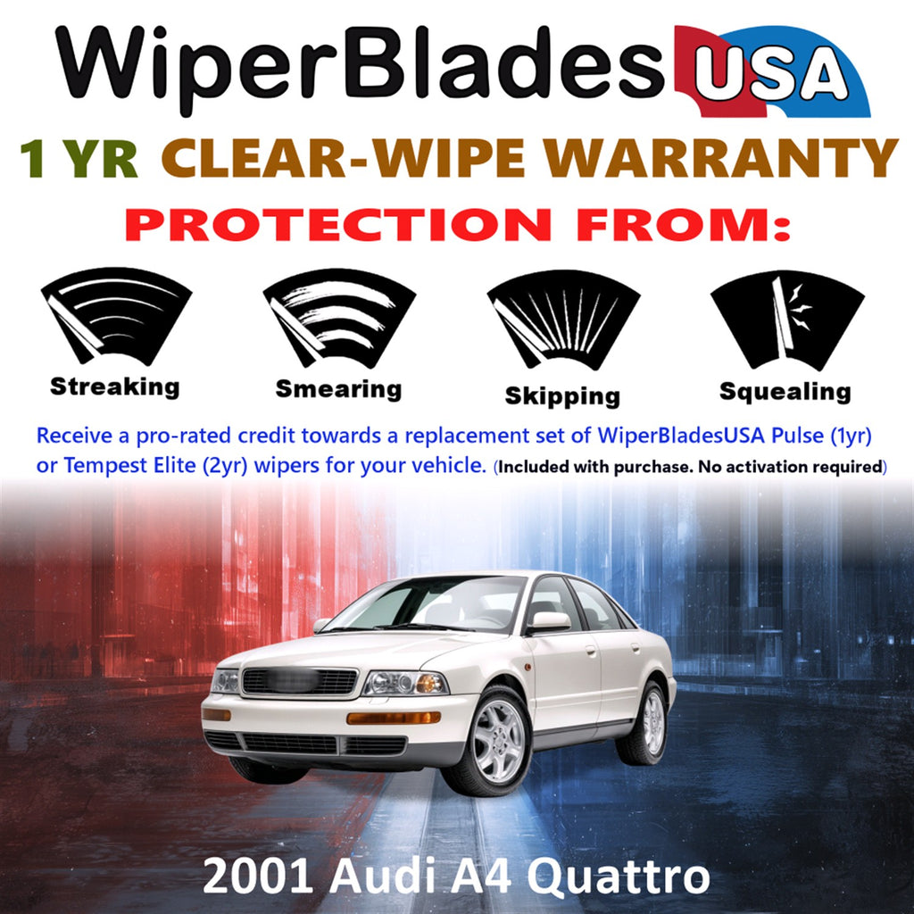 2001 Audi A4 Quattro Front w/Rear Wiper blades Set Includes 1yr Wear Warranty & Free Delivery