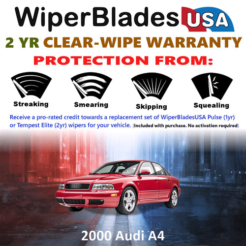 2000 Audi A4 Front w/Rear Wiper blades Set  Includes 2yr Wear Warranty & Free Delivery
