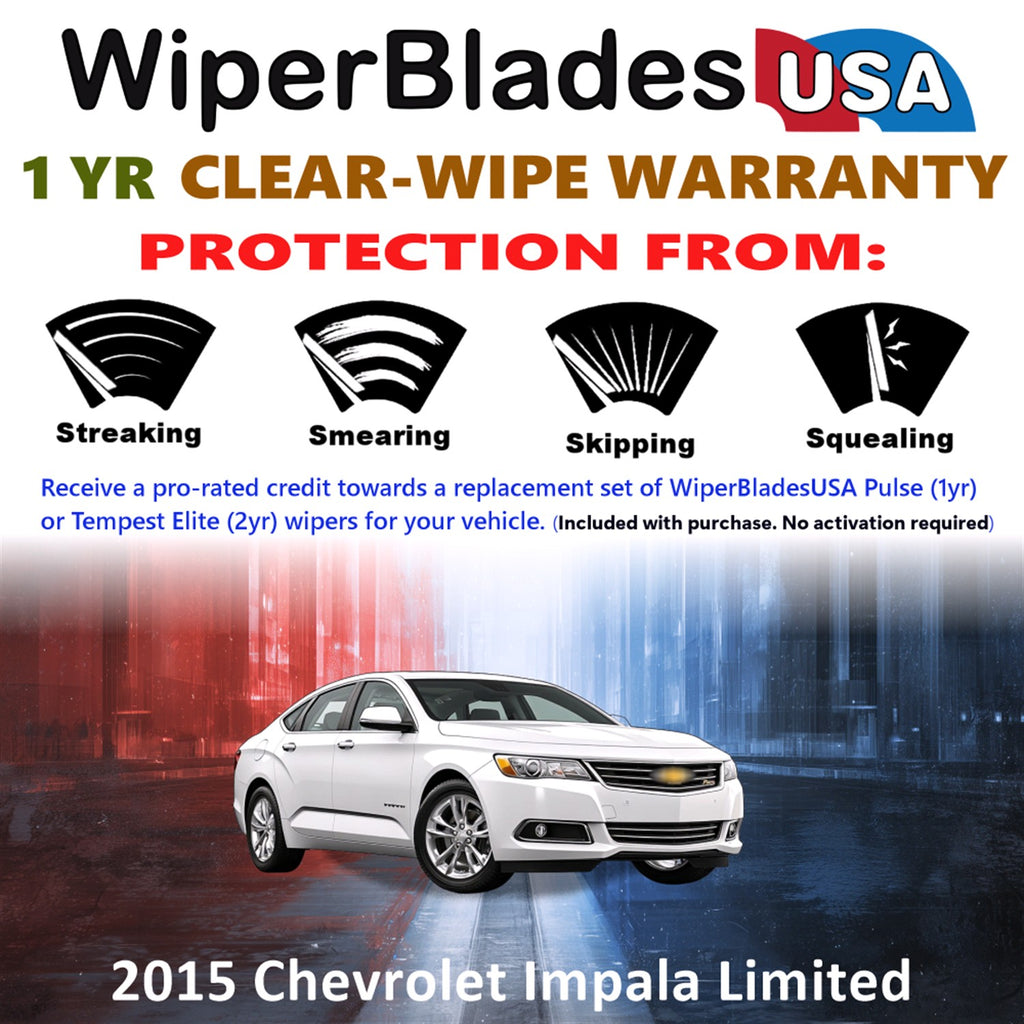 2015 Chevrolet Impala Limited Front Wiper blades Set Includes 1yr Wear Warranty & Free Delivery