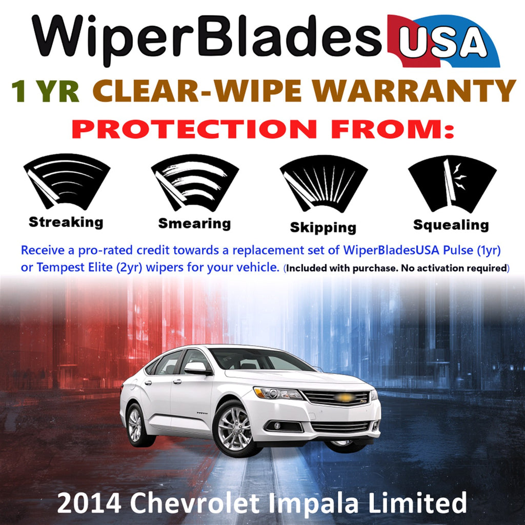 2014 Chevrolet Impala Limited Front Wiper blades Set Includes 1yr Wear Warranty & Free Delivery