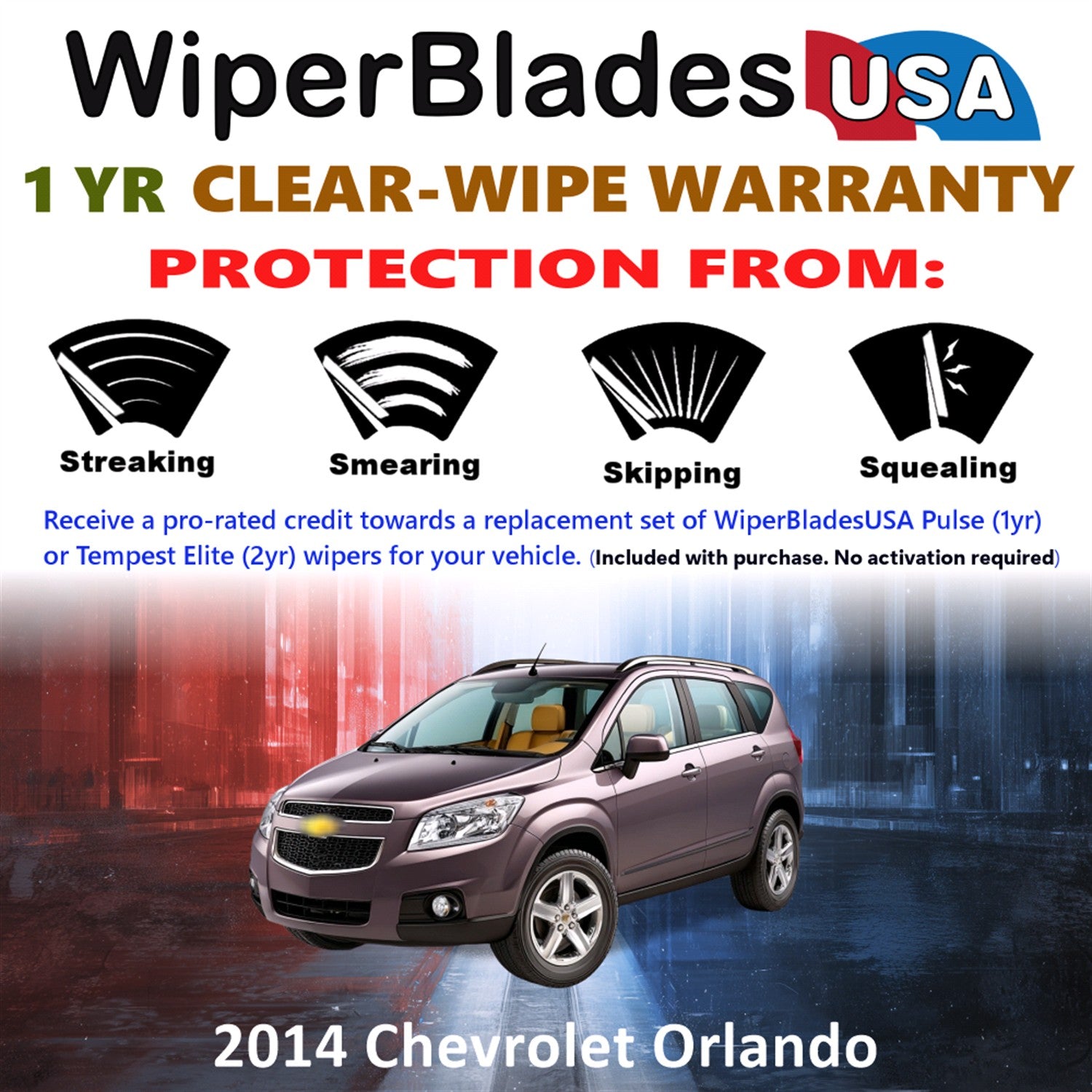 2014 Chevrolet Orlando Front Wiper blades Set Includes 1yr Wear Warranty & Free Delivery
