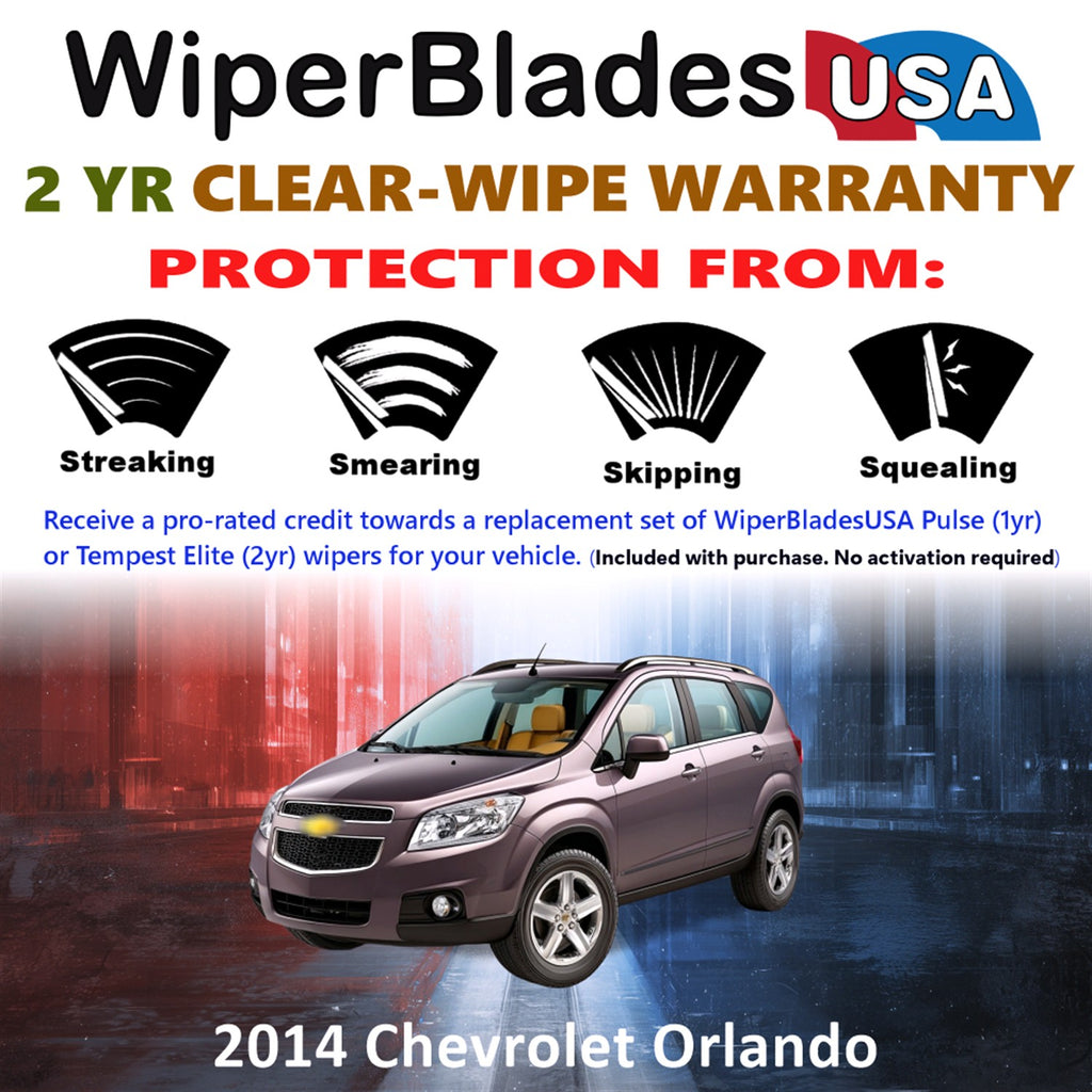 2014 Chevrolet Orlando Front Wiper blades Set  Includes 2yr Wear Warranty & Free Delivery